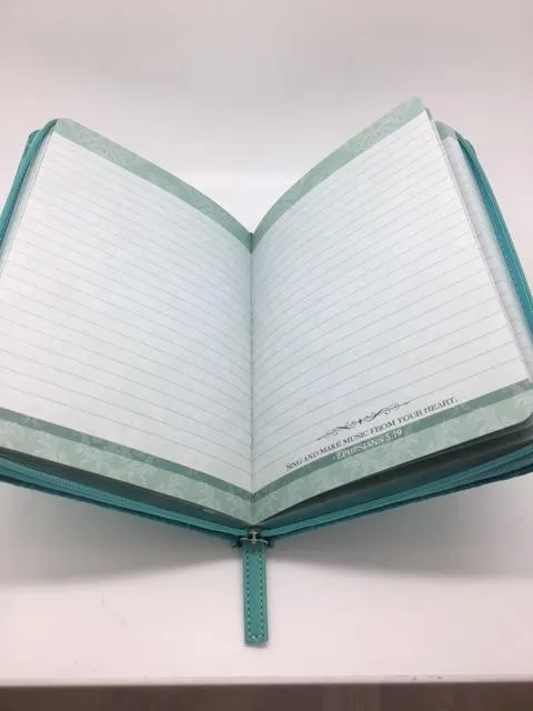 "Delightful" Zippered Journal with Scripture Passage Pages Teal-Green (Psalms 94:19)
