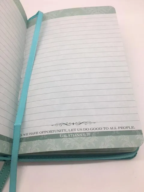 "Delightful" Zippered Journal with Scripture Passage Pages Teal-Green (Psalms 94:19)