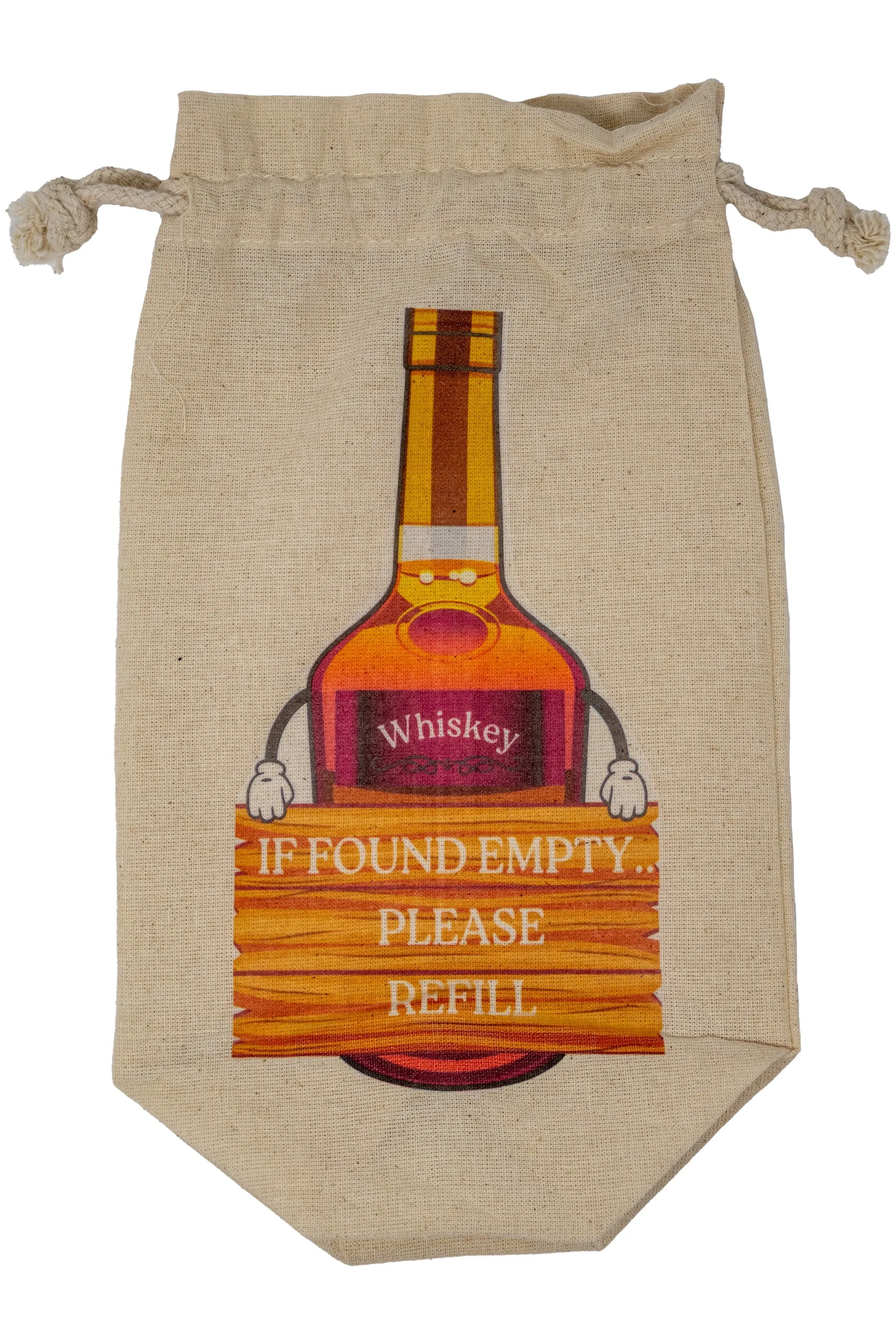 "If Empty Please Refill" Whiskey Funny Gift Bags for Liquor, Whiskey Bottles