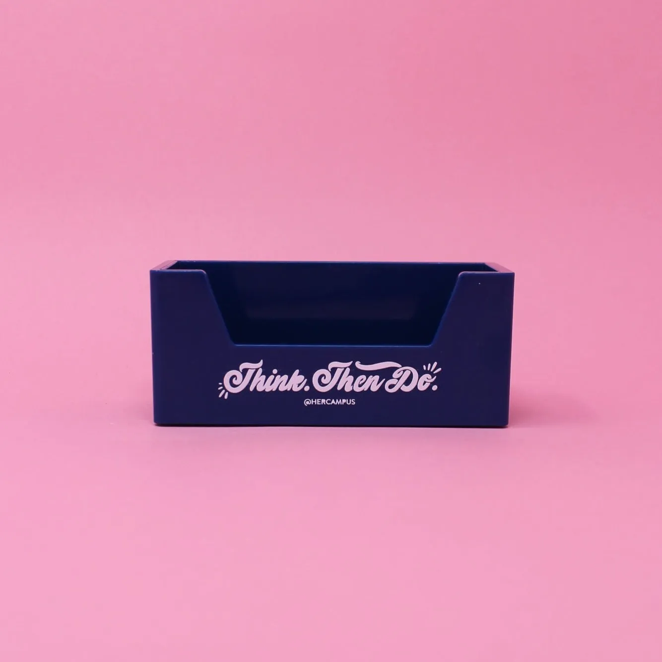"Think. Then Do." Business Card Holder - Blue