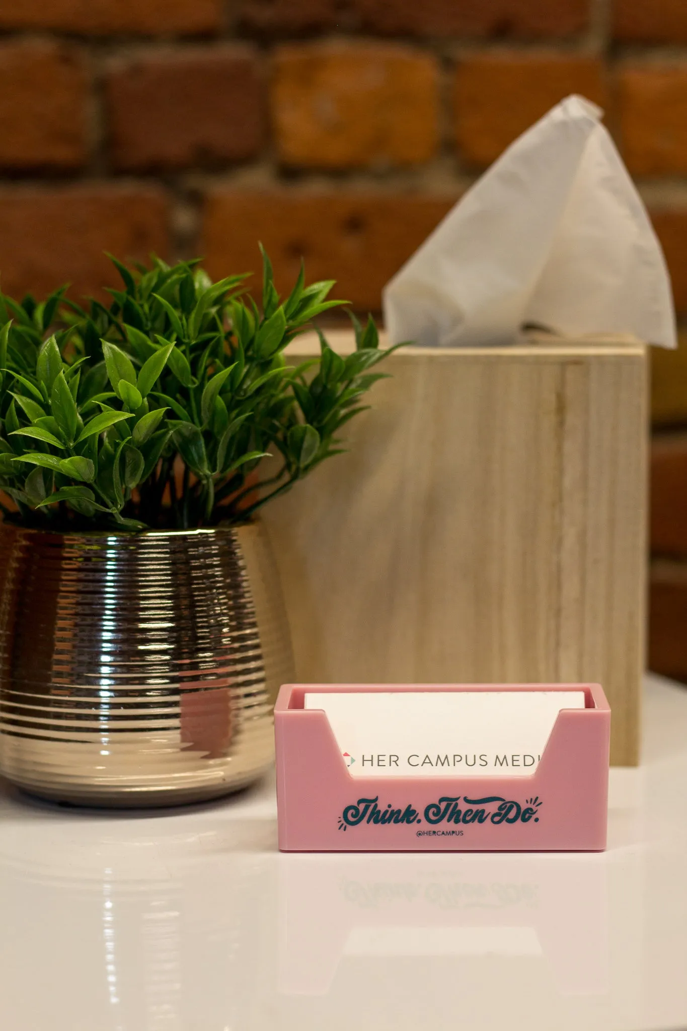 "Think. Then Do." Business Card Holder - Pink