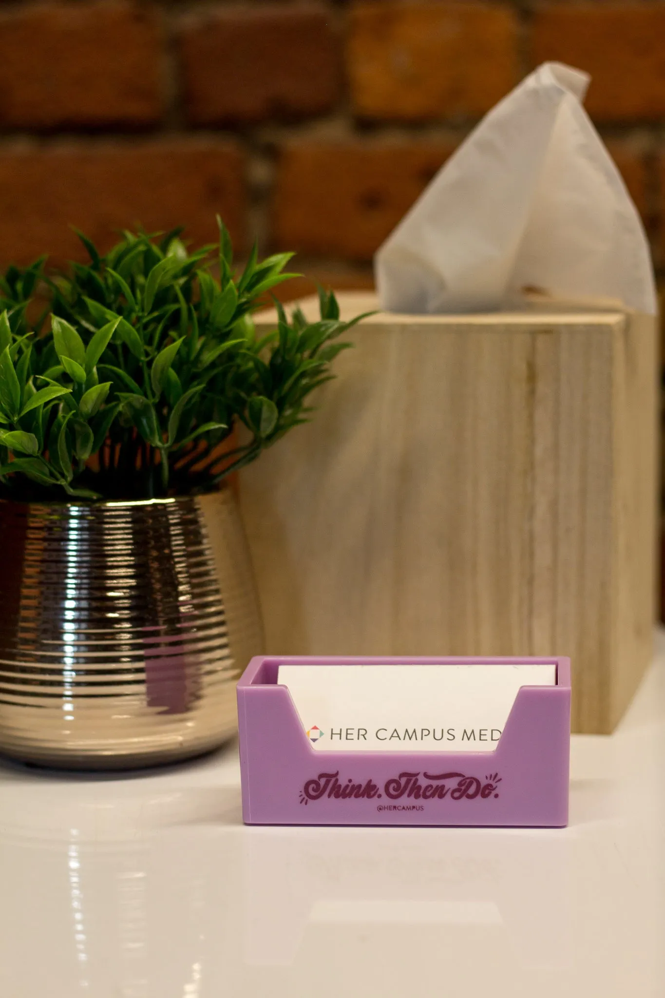 "Think. Then Do." Business Card Holder - Purple