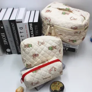 Rabbit Flower Large Capacity Portable Toiletry Cosmetic Bags