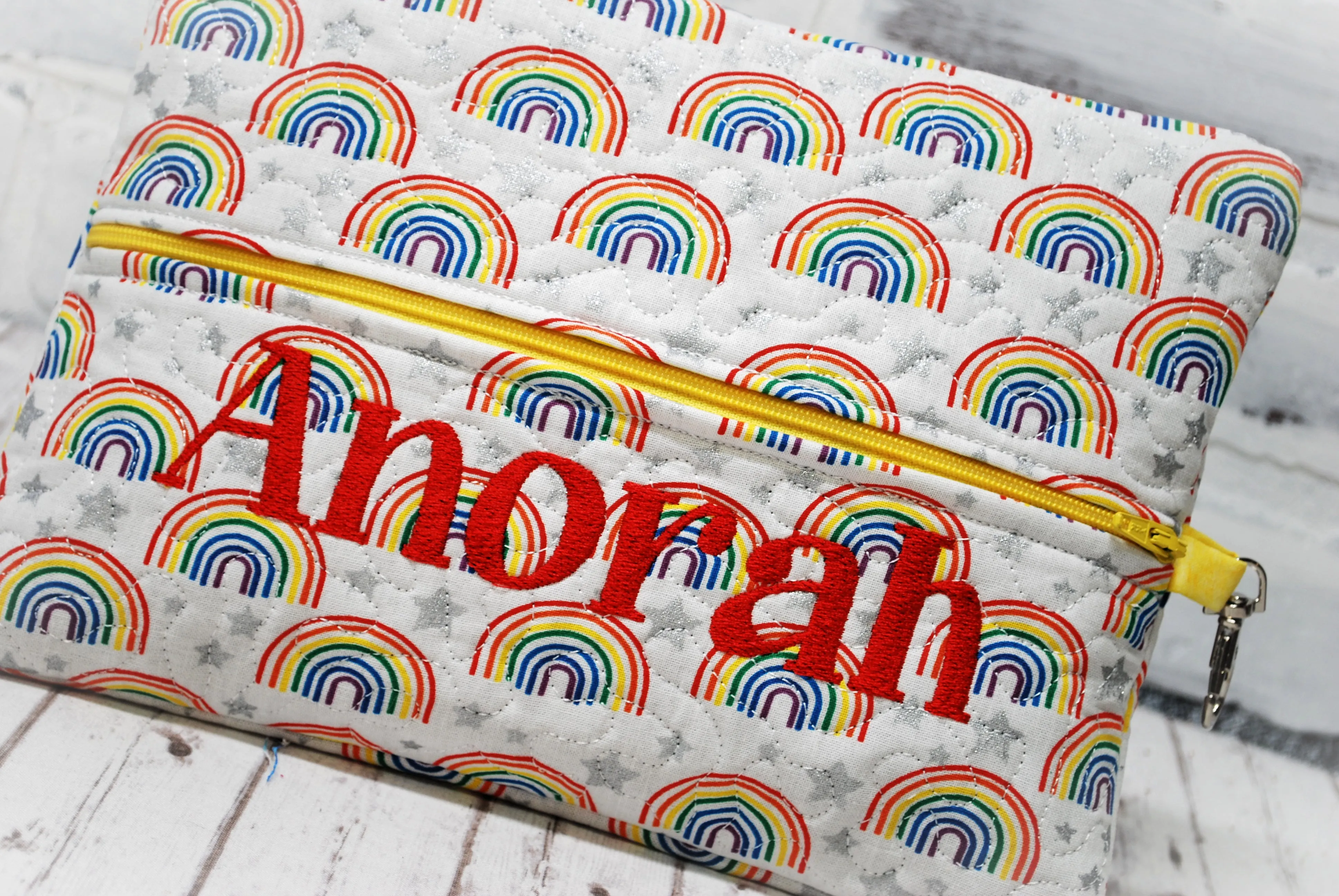 Rainbow Personalized Quilted Pouch