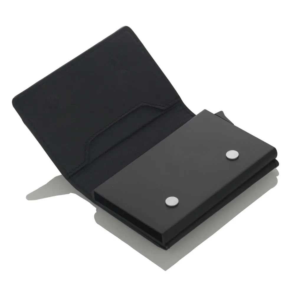 Realaiot Credit Card Holder New Aluminum Box Card Wallet RFID PU Leather Pop Up Card Case Magnet Carbon Fiber Coin Purse