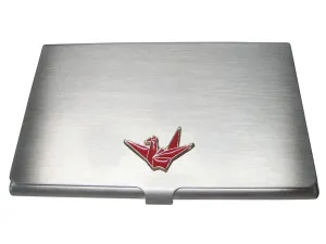 Red Toned Origami Crane Bird Business Card Holder