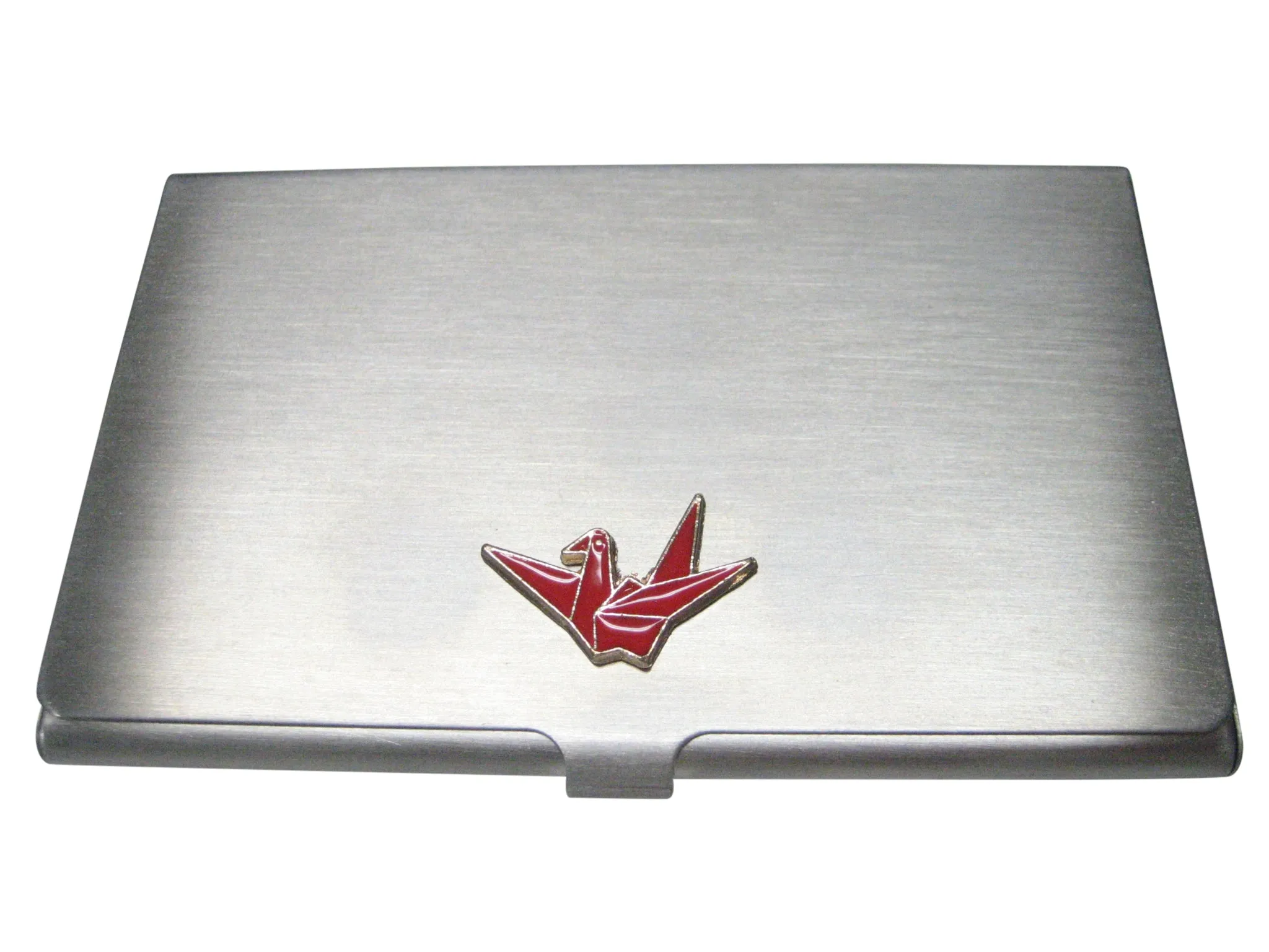 Red Toned Origami Crane Bird Business Card Holder
