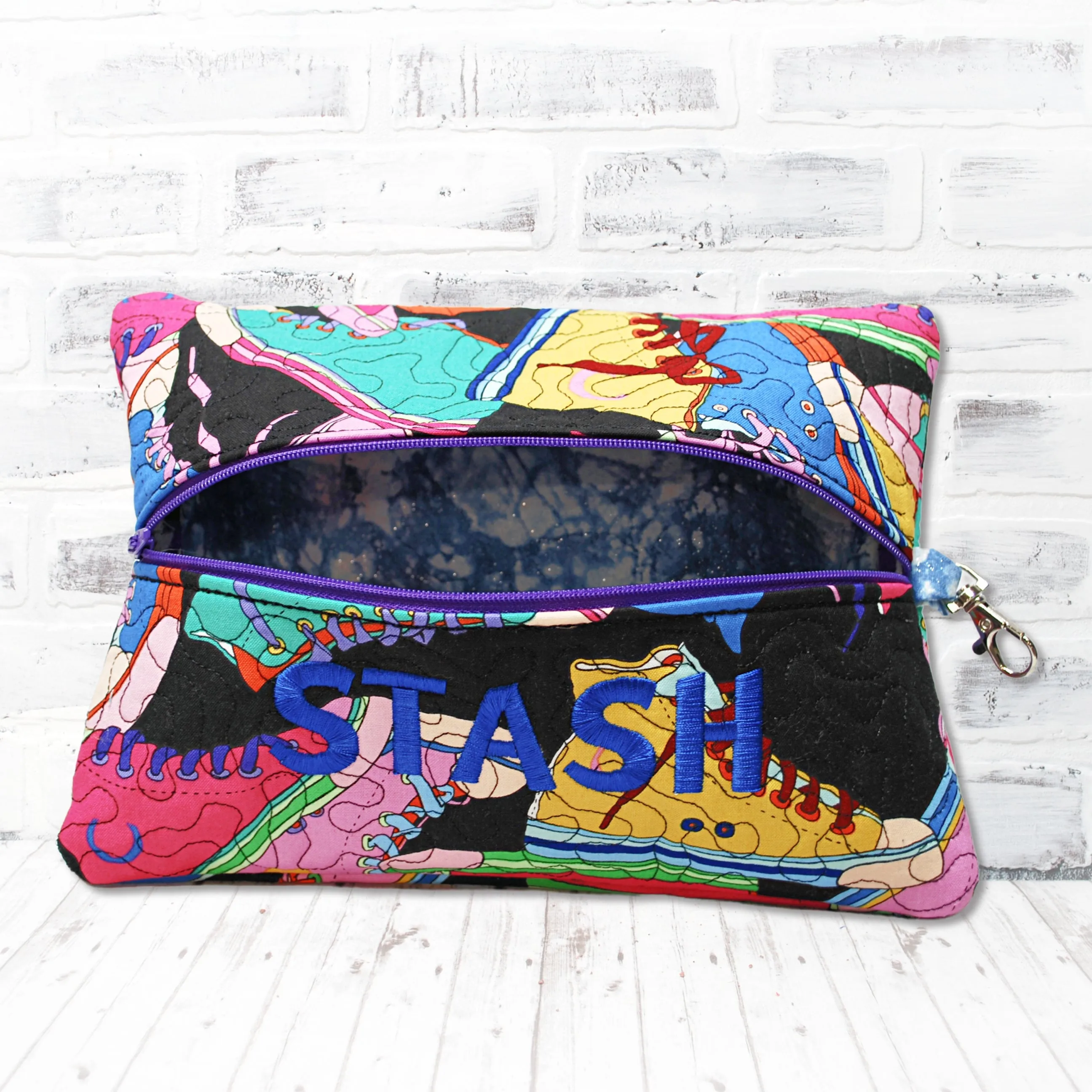 Retro High Top Sneakers Personalized Quilted Pouch