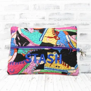 Retro High Top Sneakers Personalized Quilted Pouch