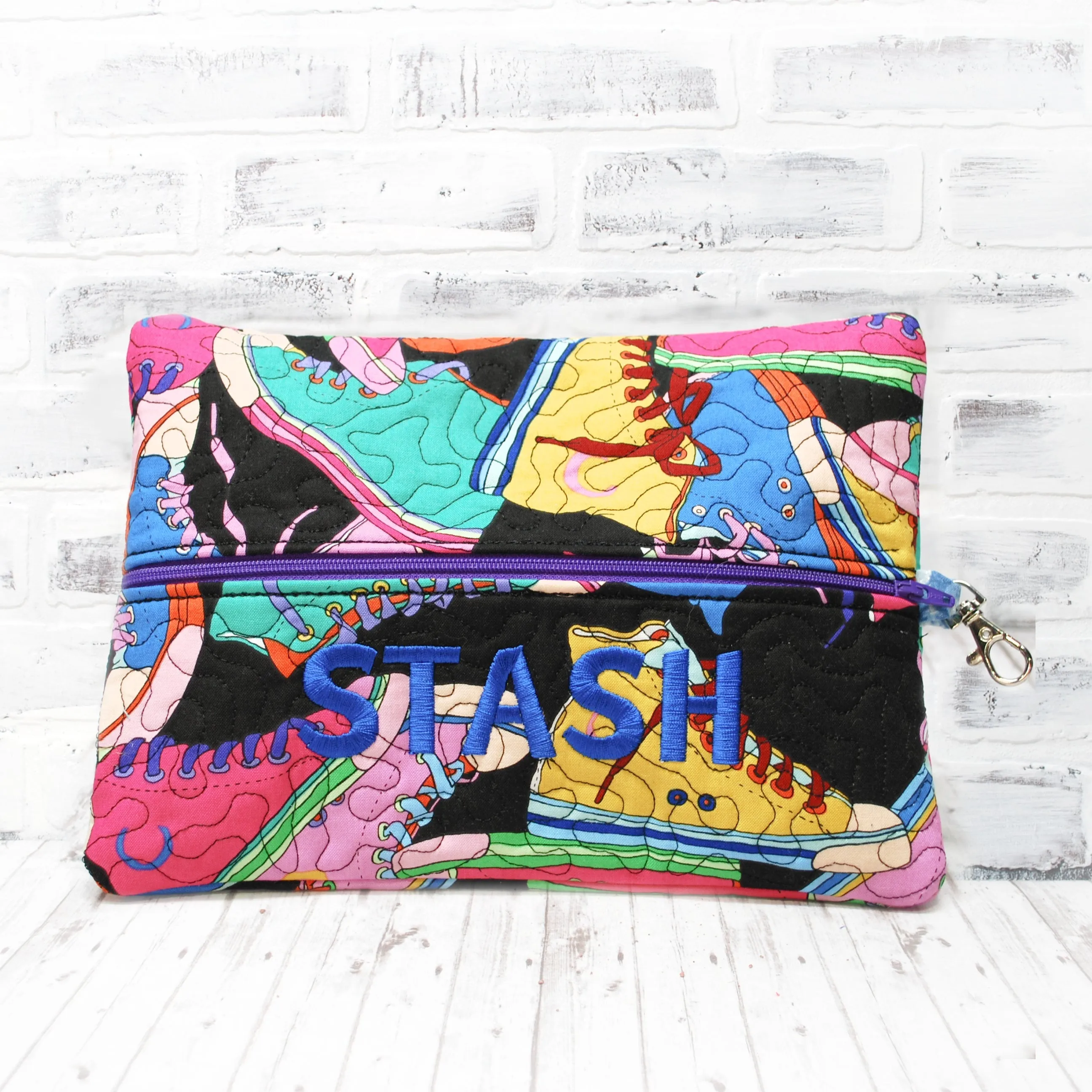 Retro High Top Sneakers Personalized Quilted Pouch