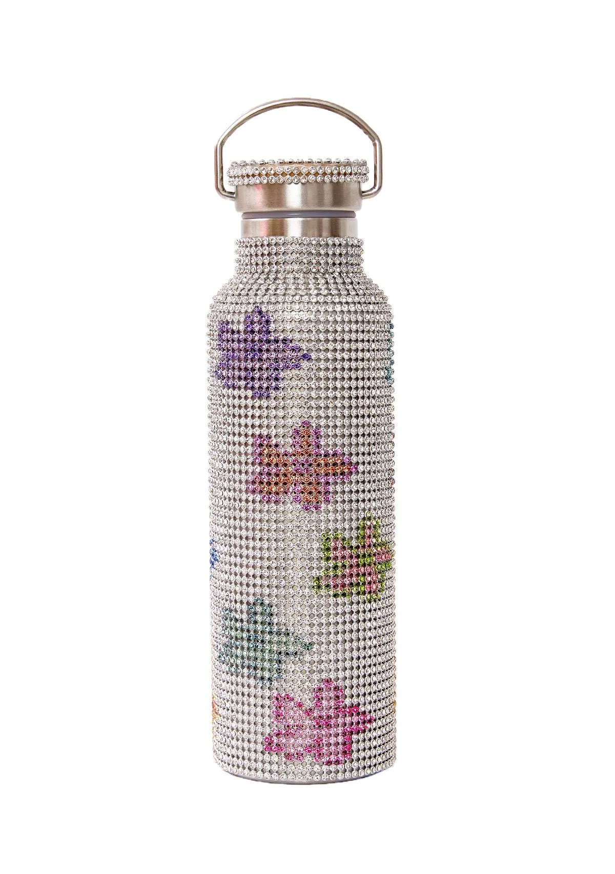 RHINESTONE WATER BOTTLE MULTI FLOWER