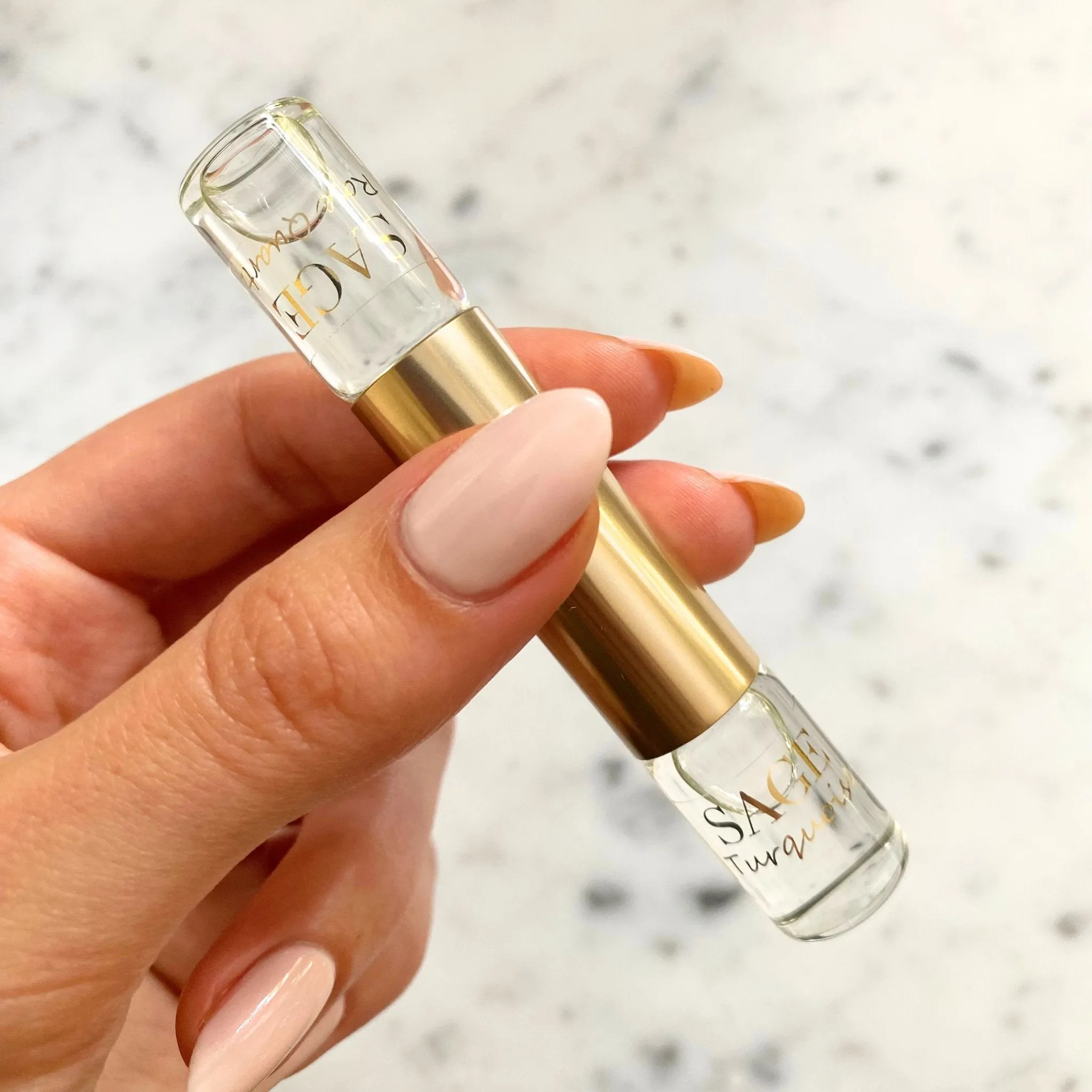 Rose Quartz & Turquoise Organic 1/4 oz Eau de Toilette Dual Roll-On by Sage
