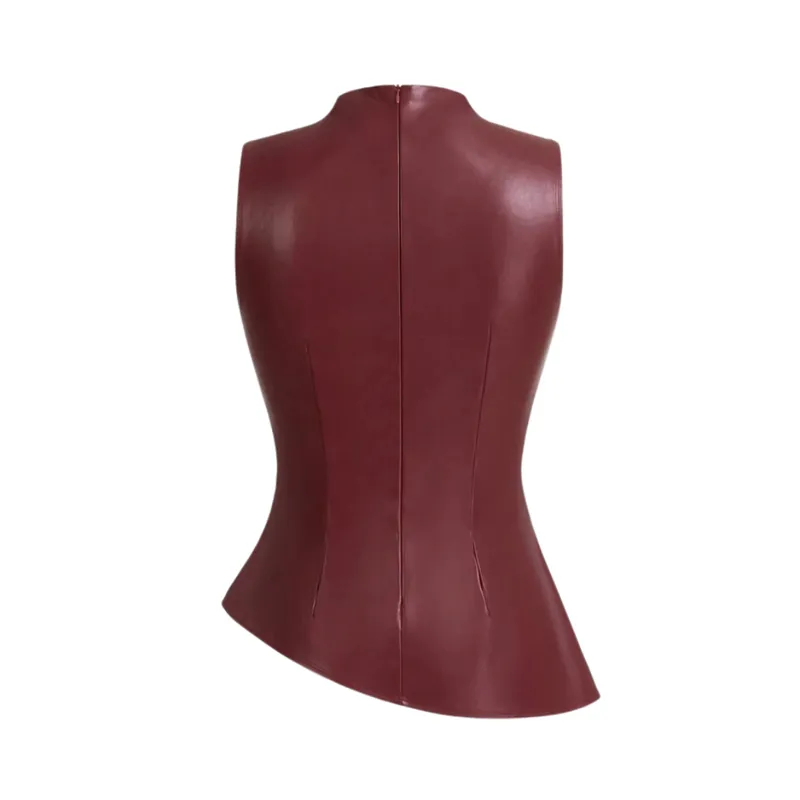 Rouge Leatherette Sculpt Top