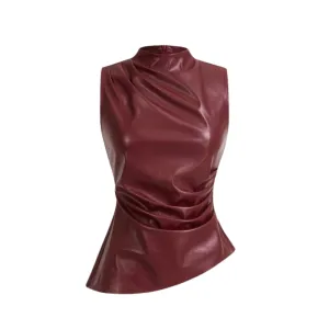 Rouge Leatherette Sculpt Top