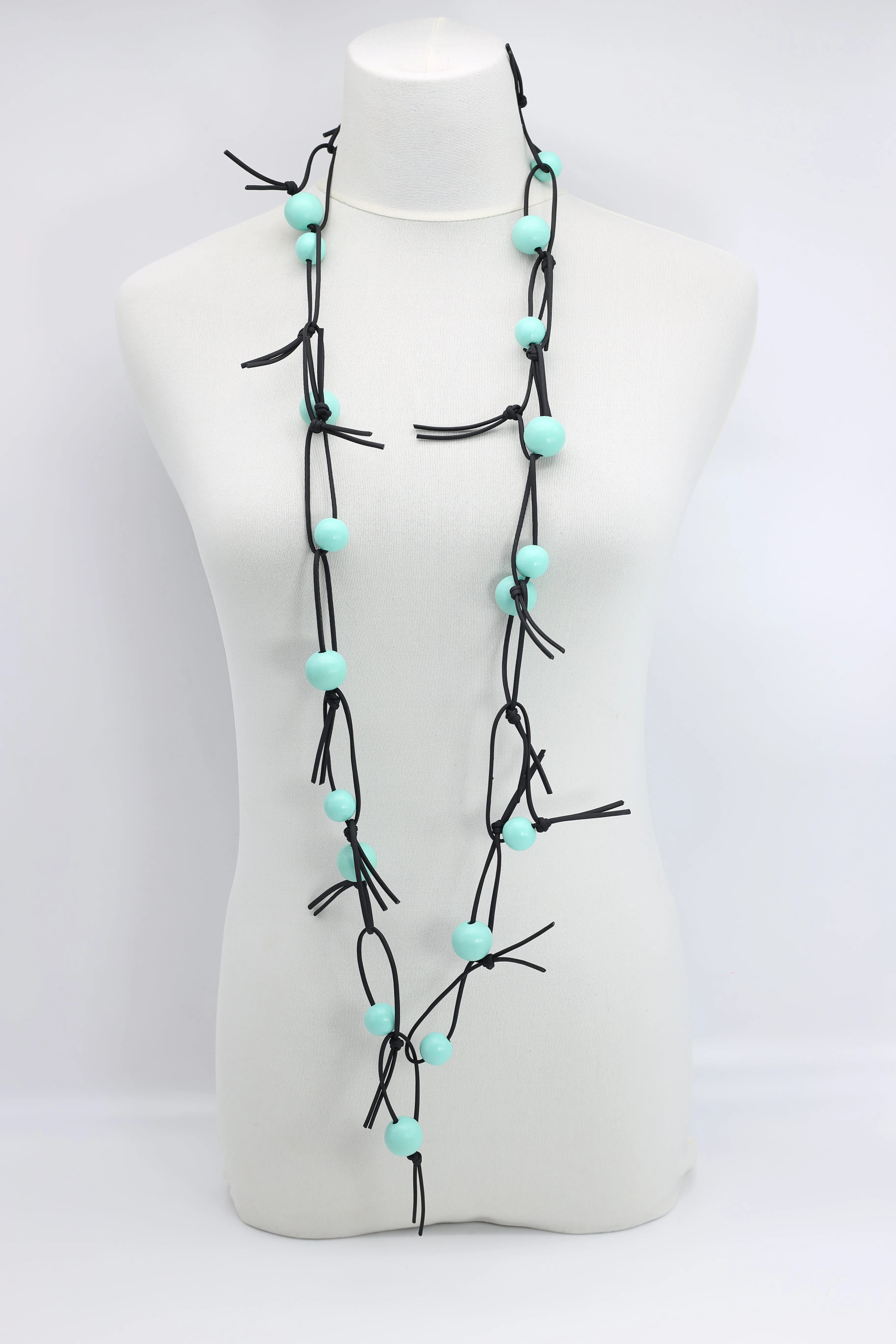 Round Beads on Leatherette Chain Necklace