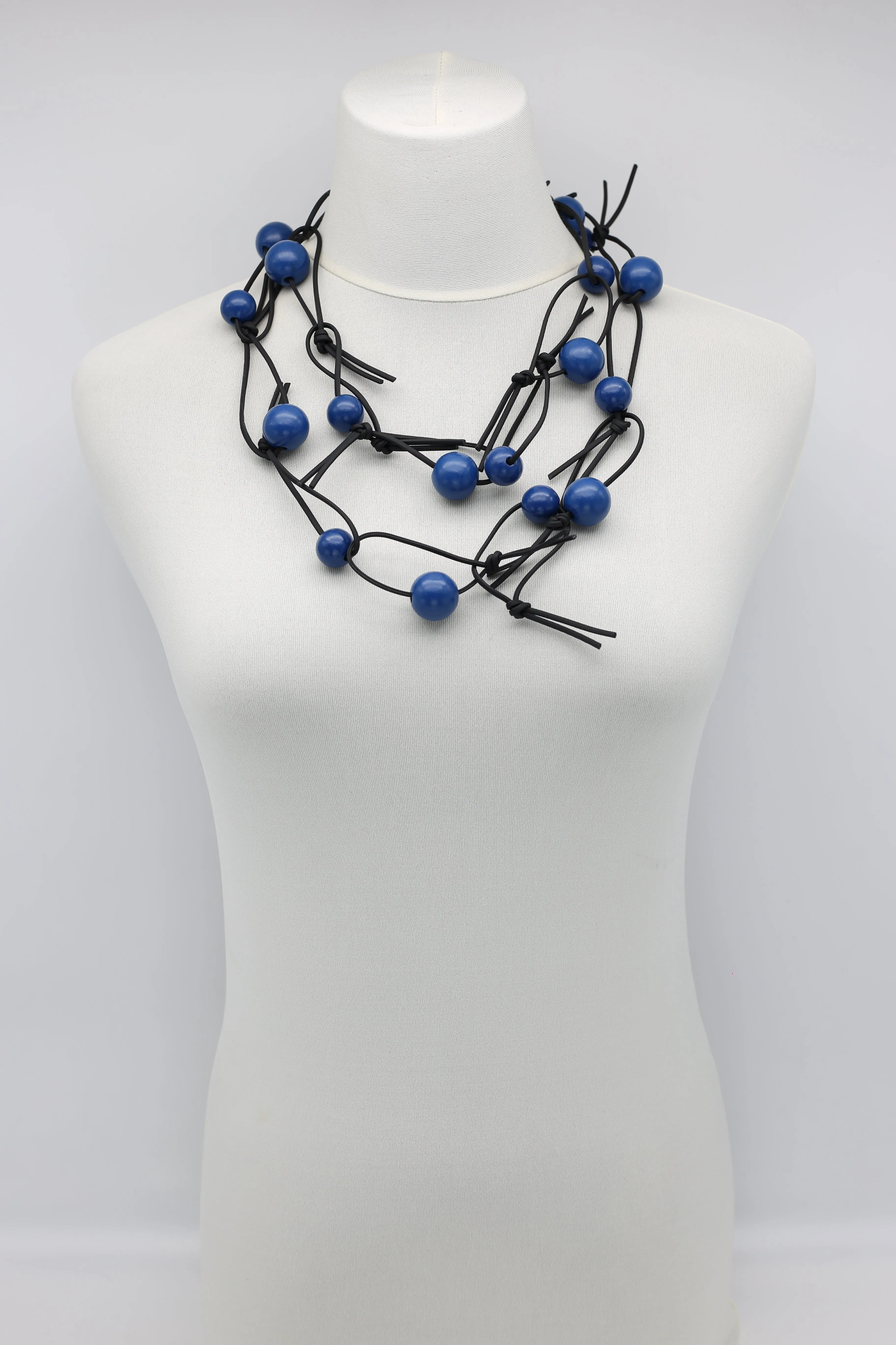 Round Beads on Leatherette Chain Necklace