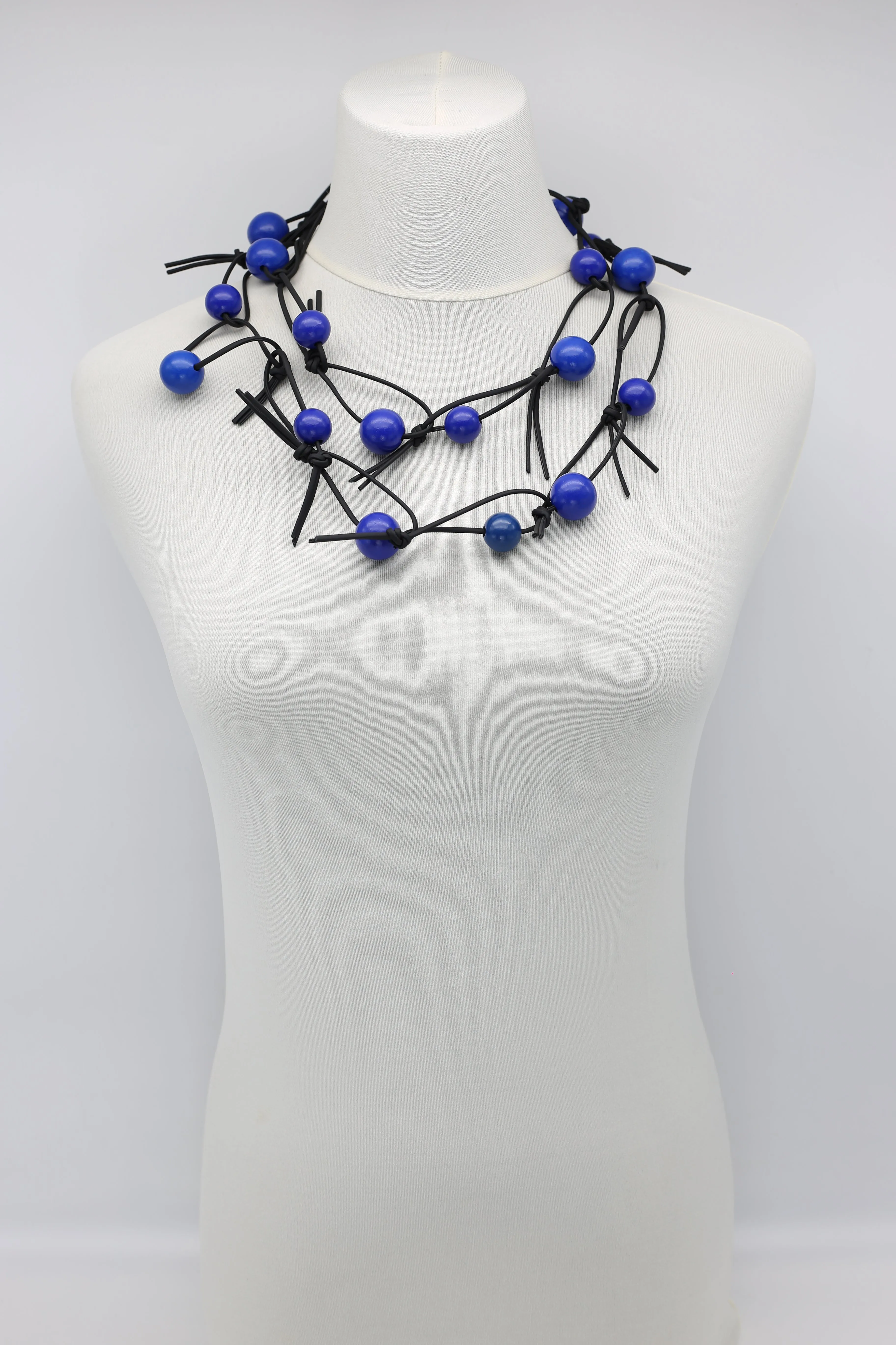 Round Beads on Leatherette Chain Necklace