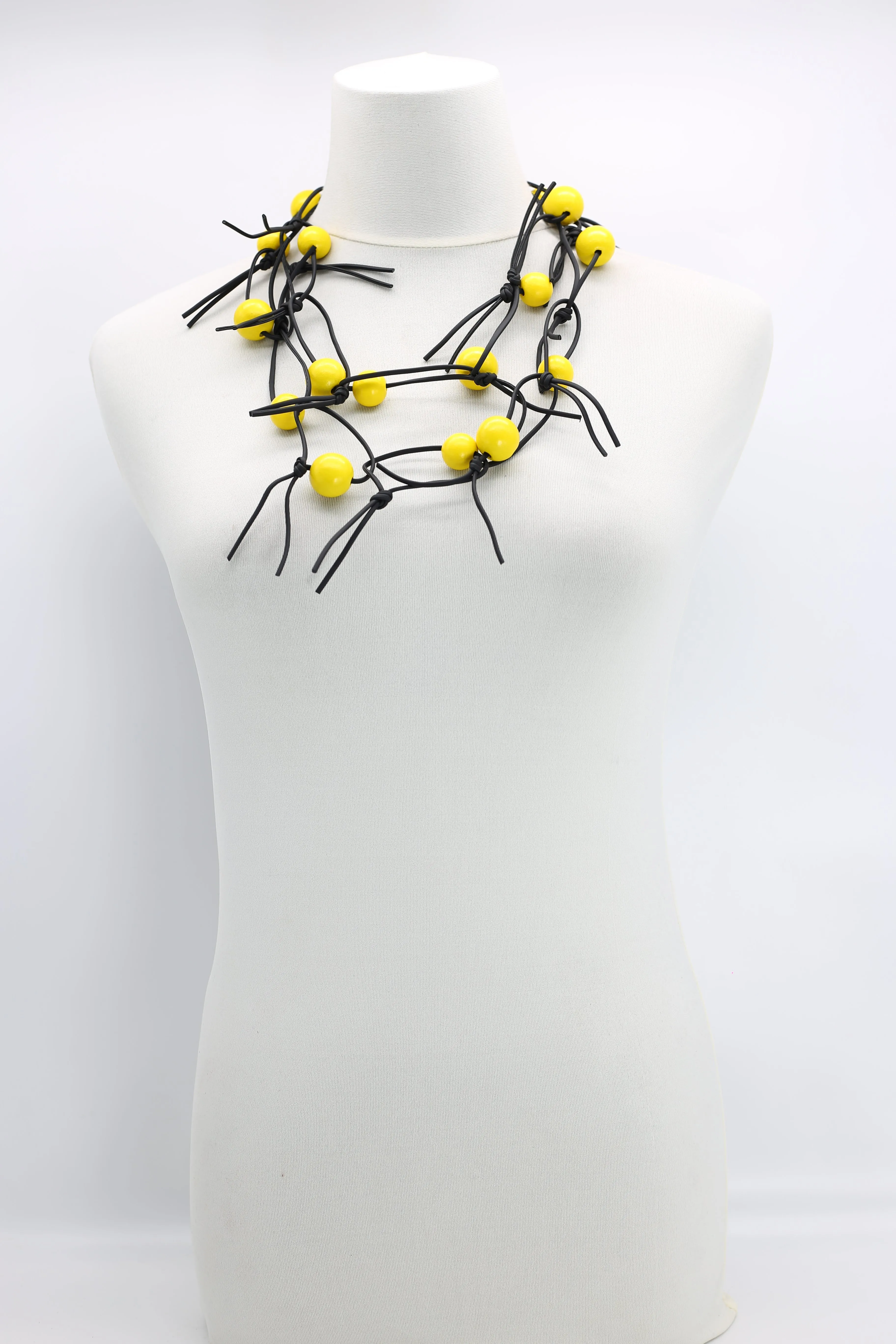 Round Beads on Leatherette Chain Necklace