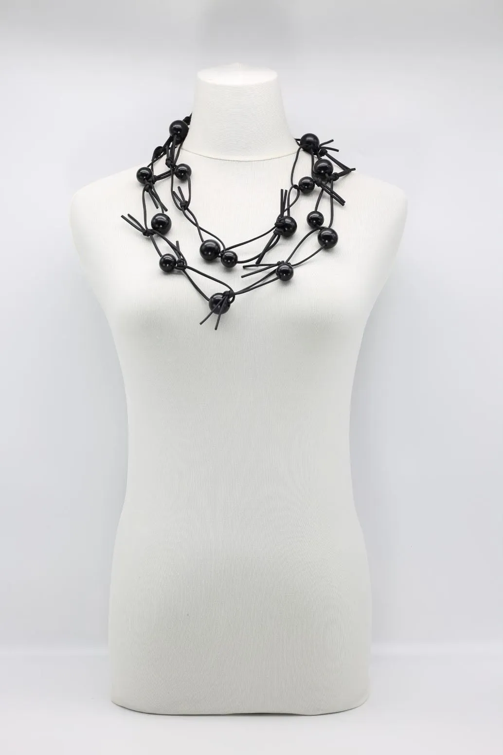 Round Beads on Leatherette Chain Necklace