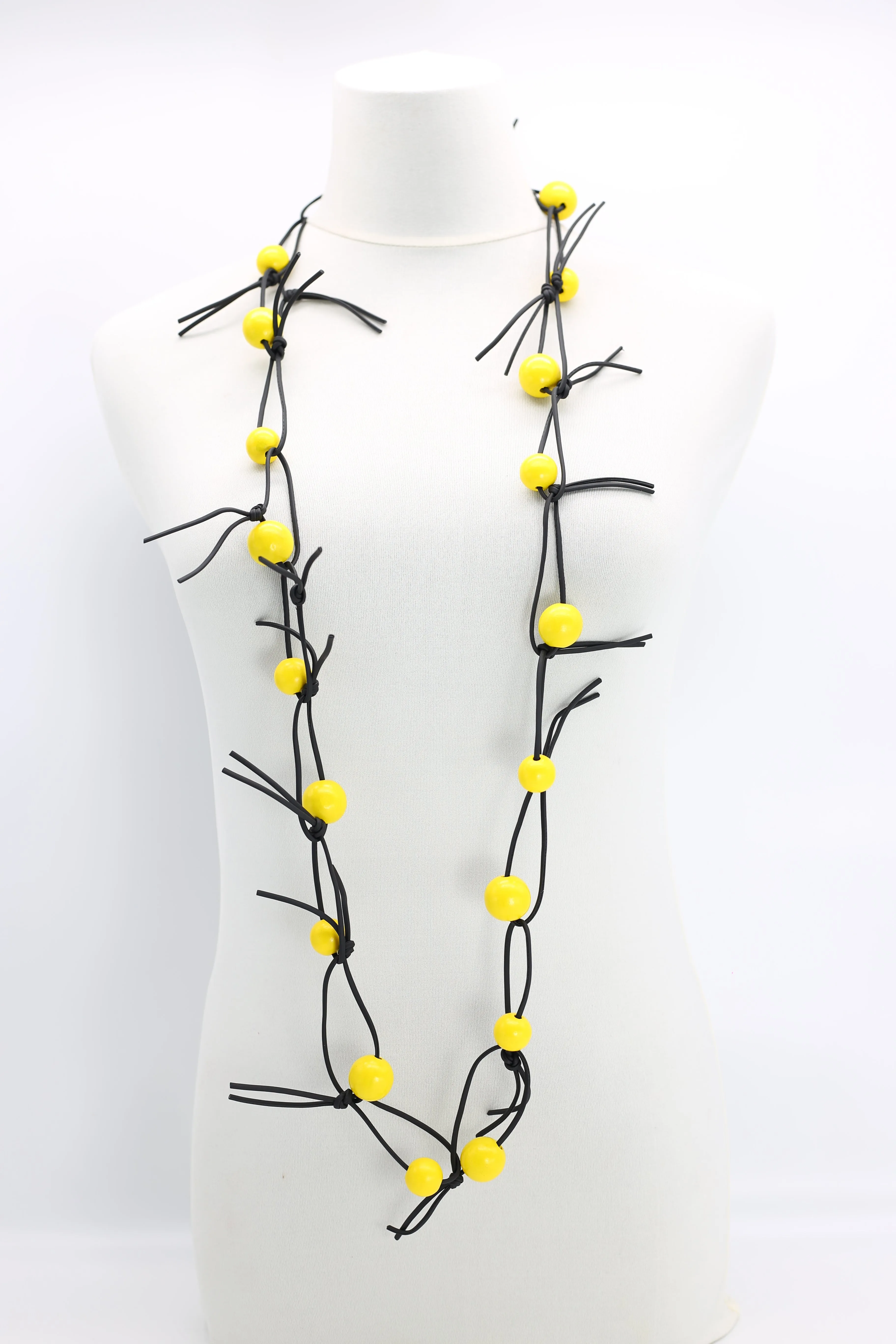 Round Beads on Leatherette Chain Necklace