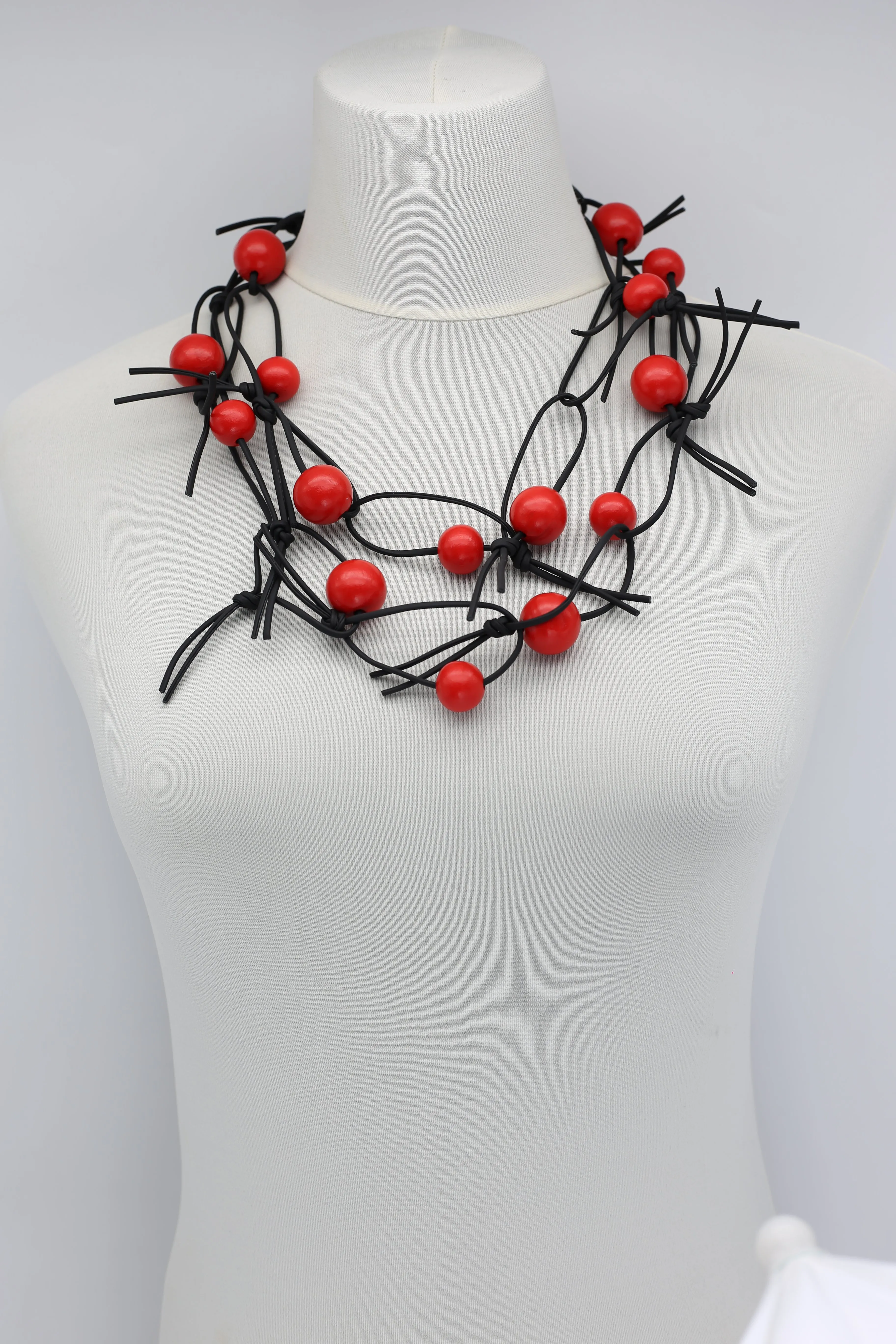 Round Beads on Leatherette Chain Necklace