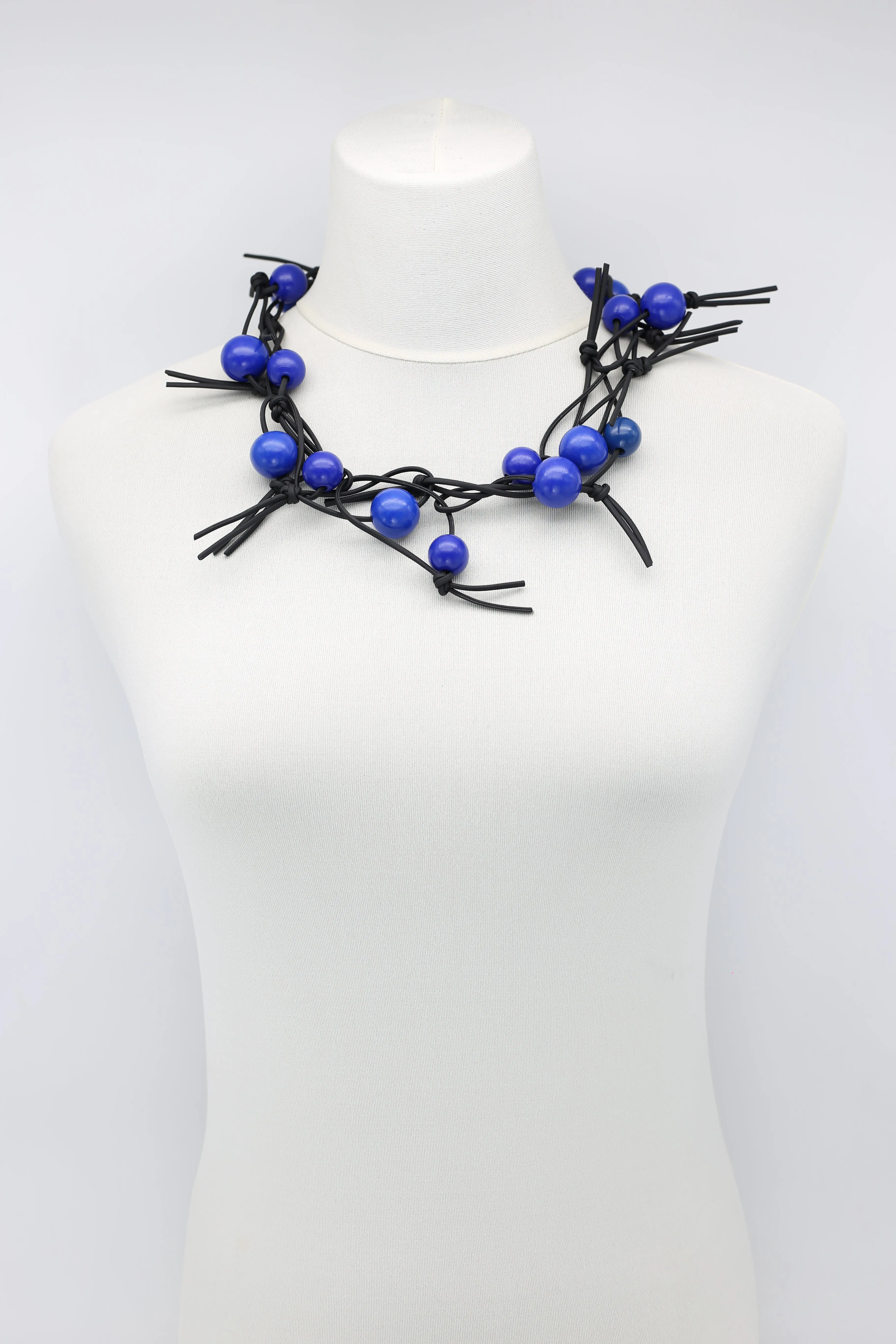 Round Beads on Leatherette Chain Necklace