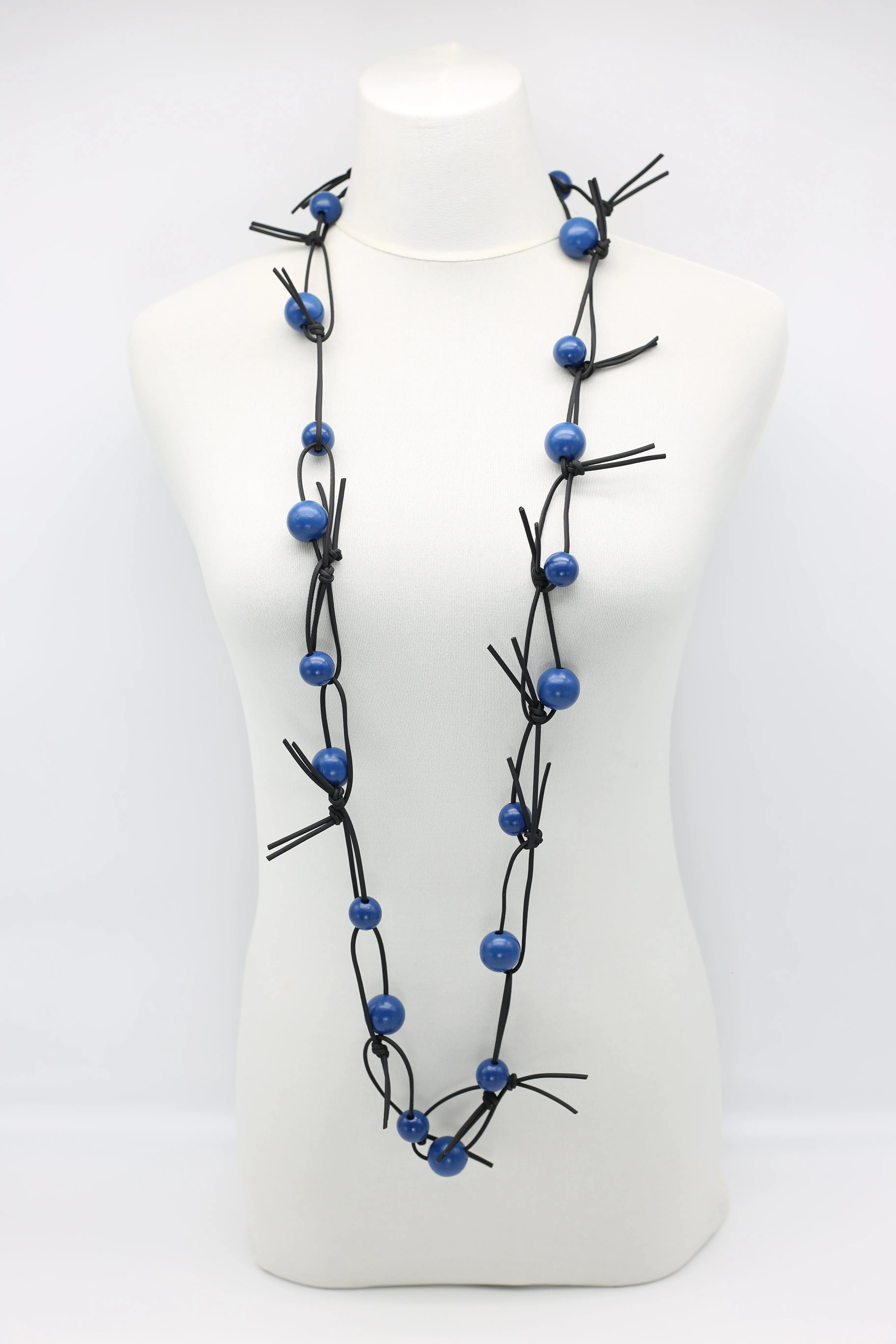 Round Beads on Leatherette Chain Necklace