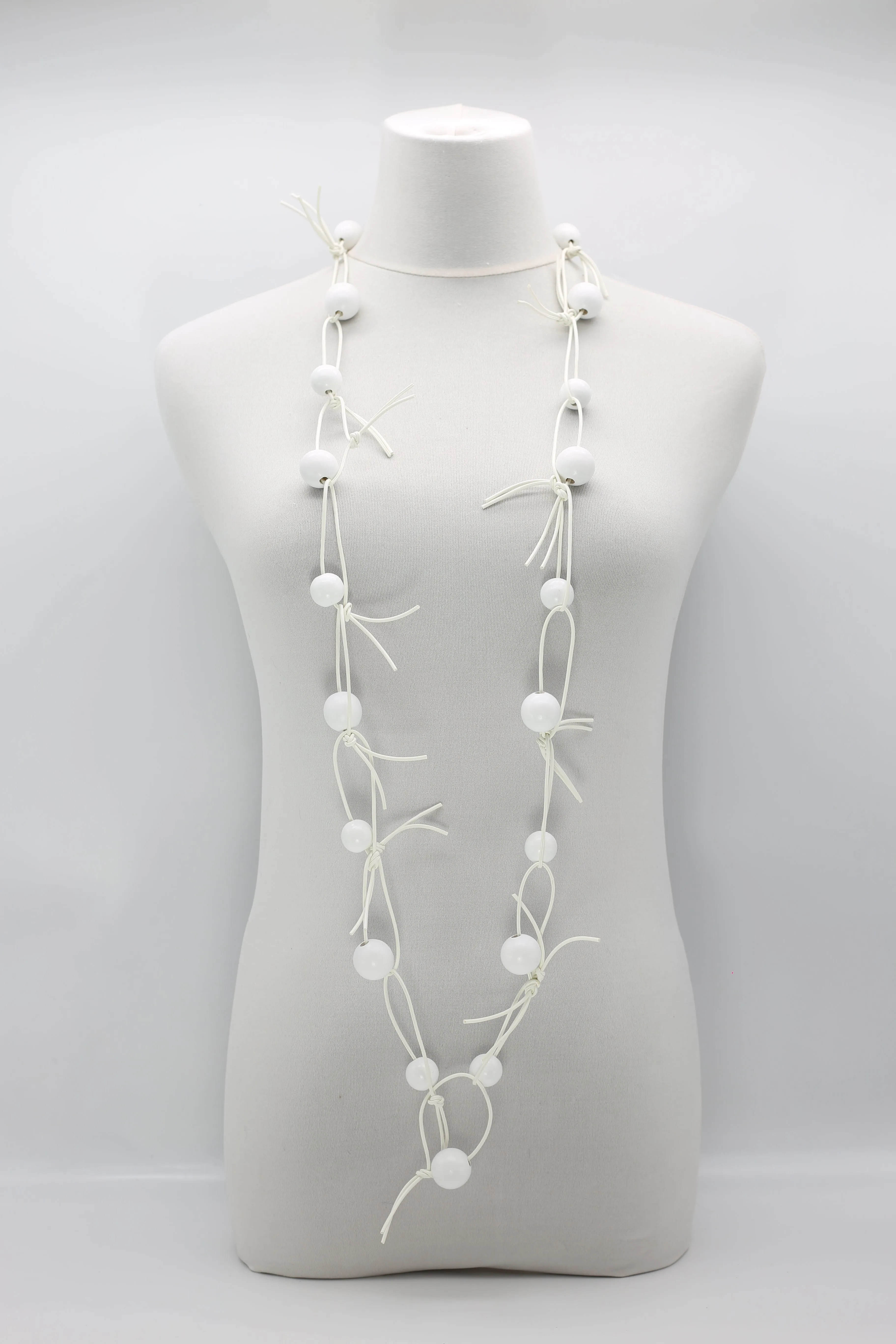 Round Beads on Leatherette Chain Necklace