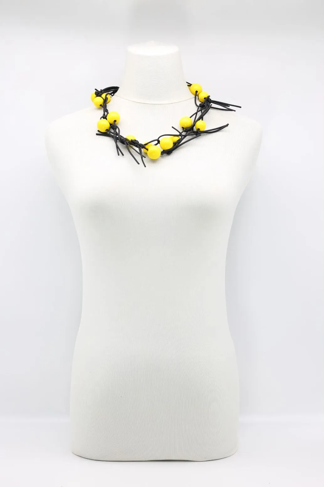 Round Beads on Leatherette Chain Necklace