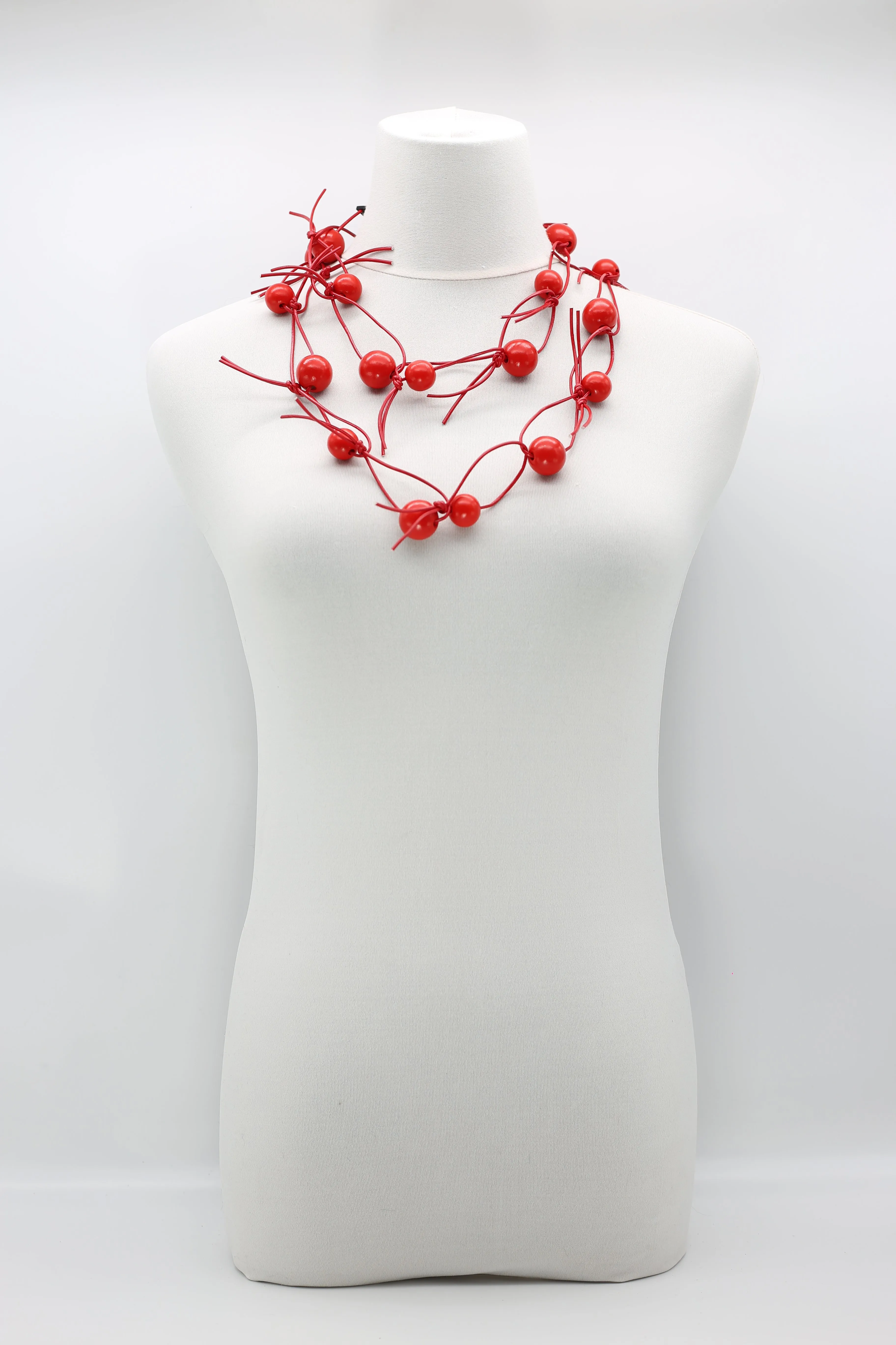 Round Beads on Leatherette Chain Necklace