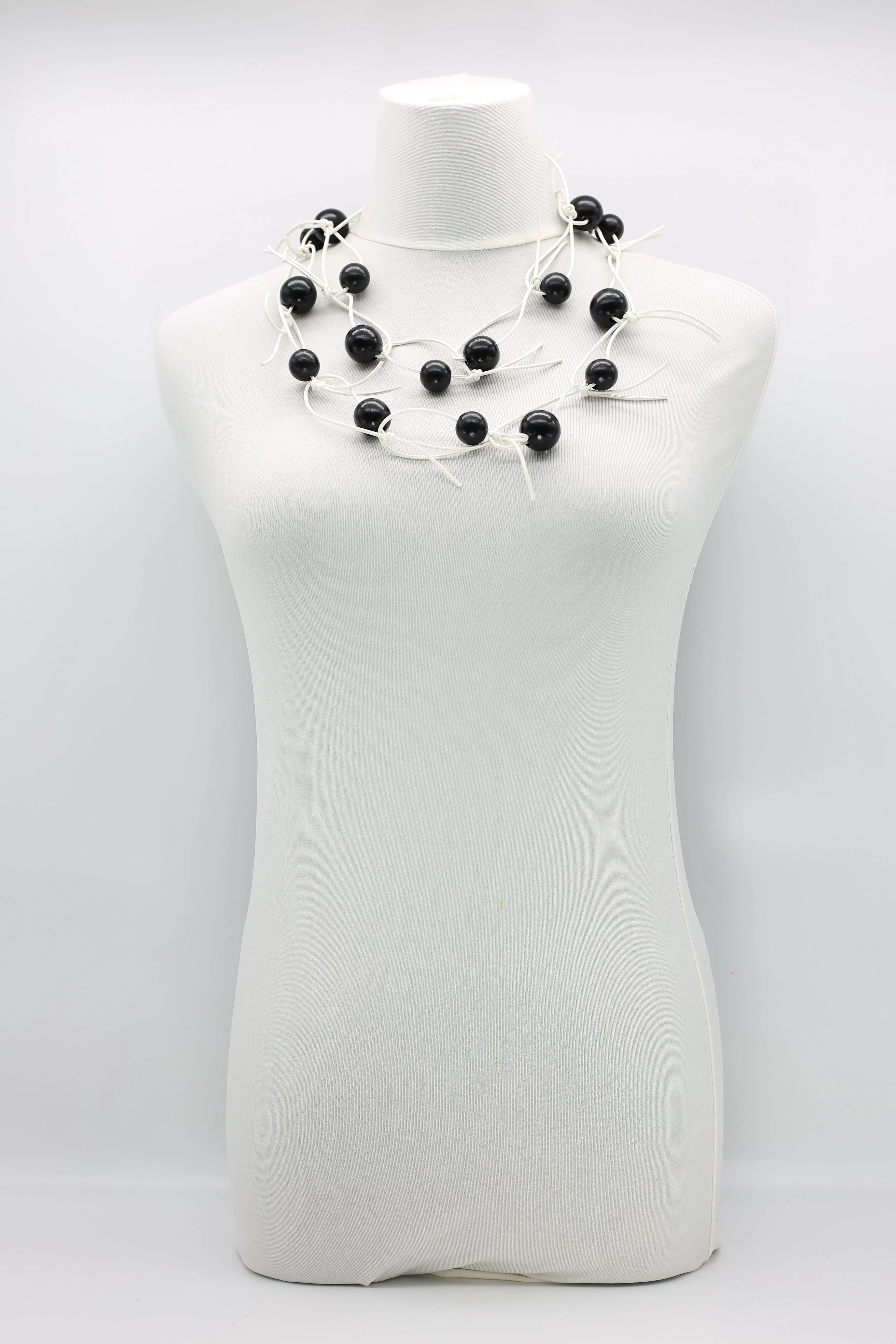 Round Beads on Leatherette Chain Necklace