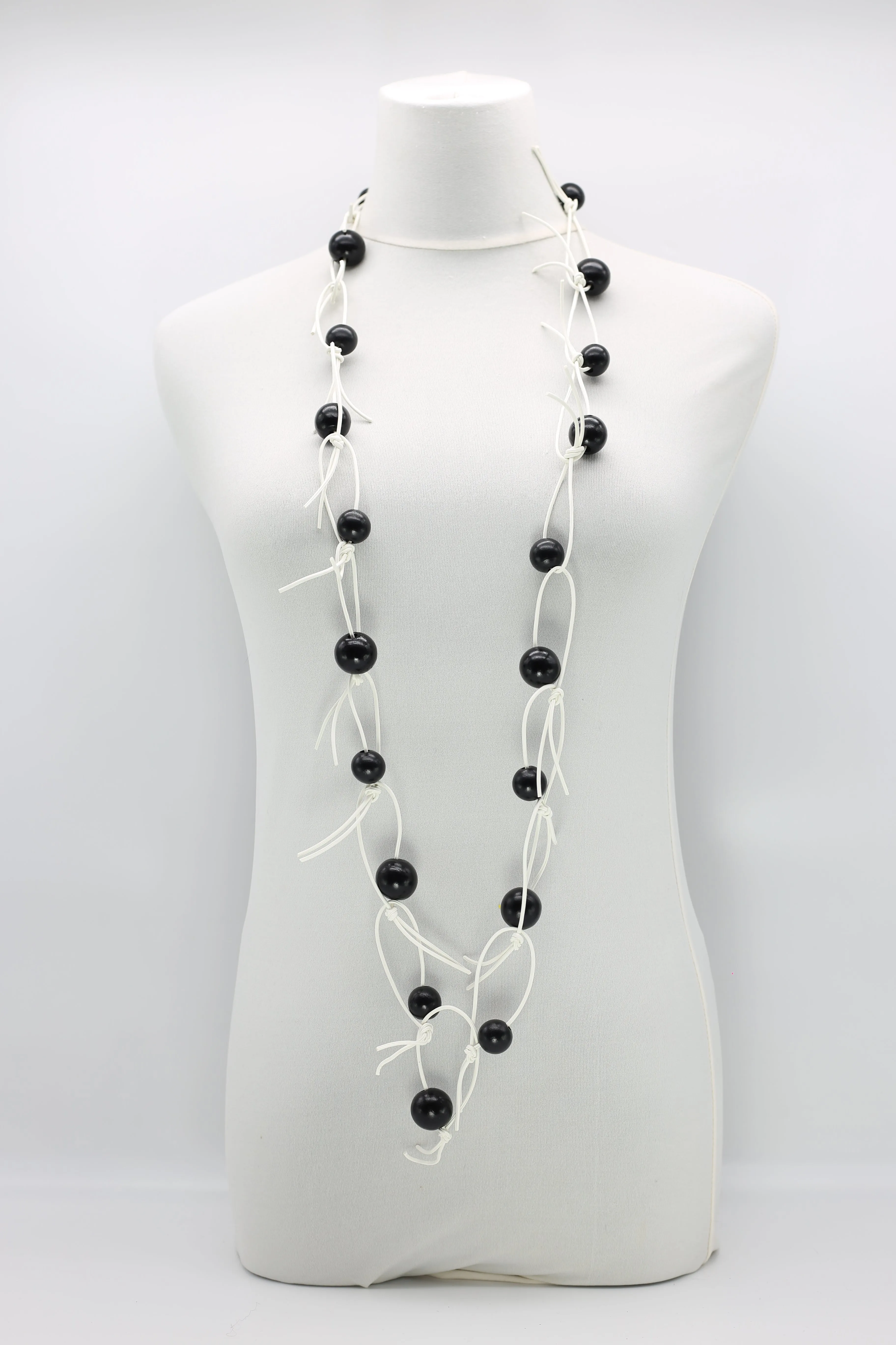 Round Beads on Leatherette Chain Necklace