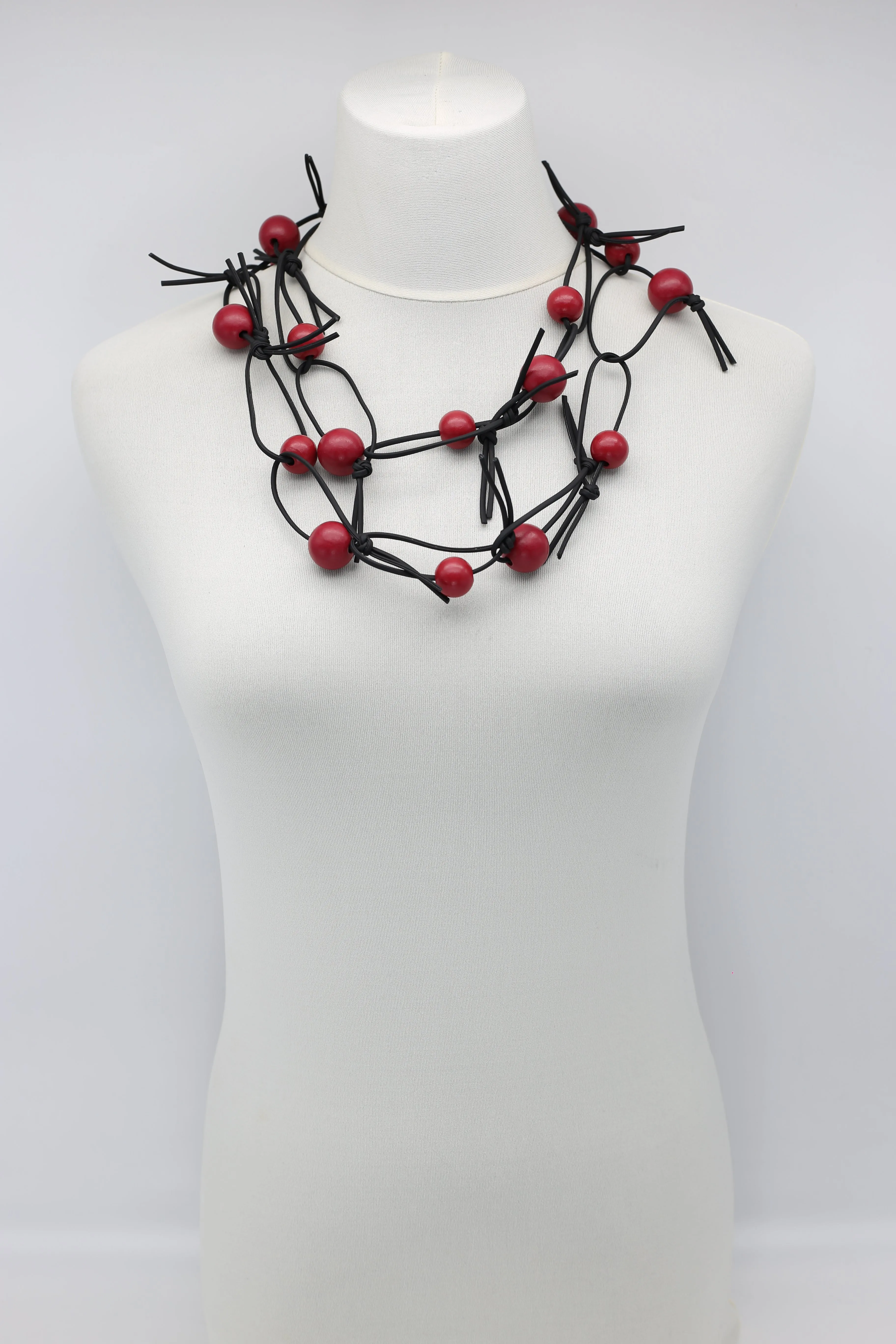Round Beads on Leatherette Chain Necklace