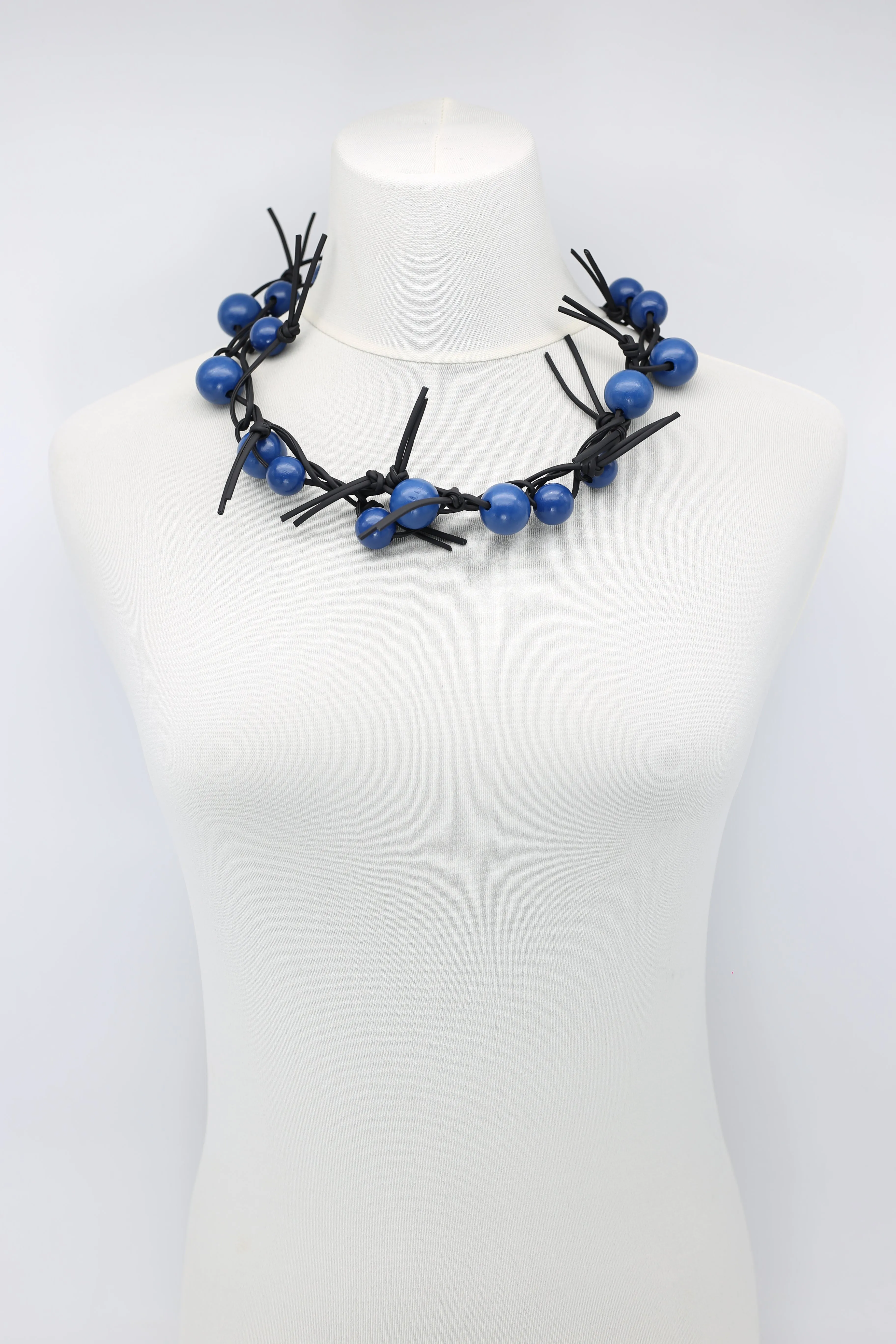 Round Beads on Leatherette Chain Necklace