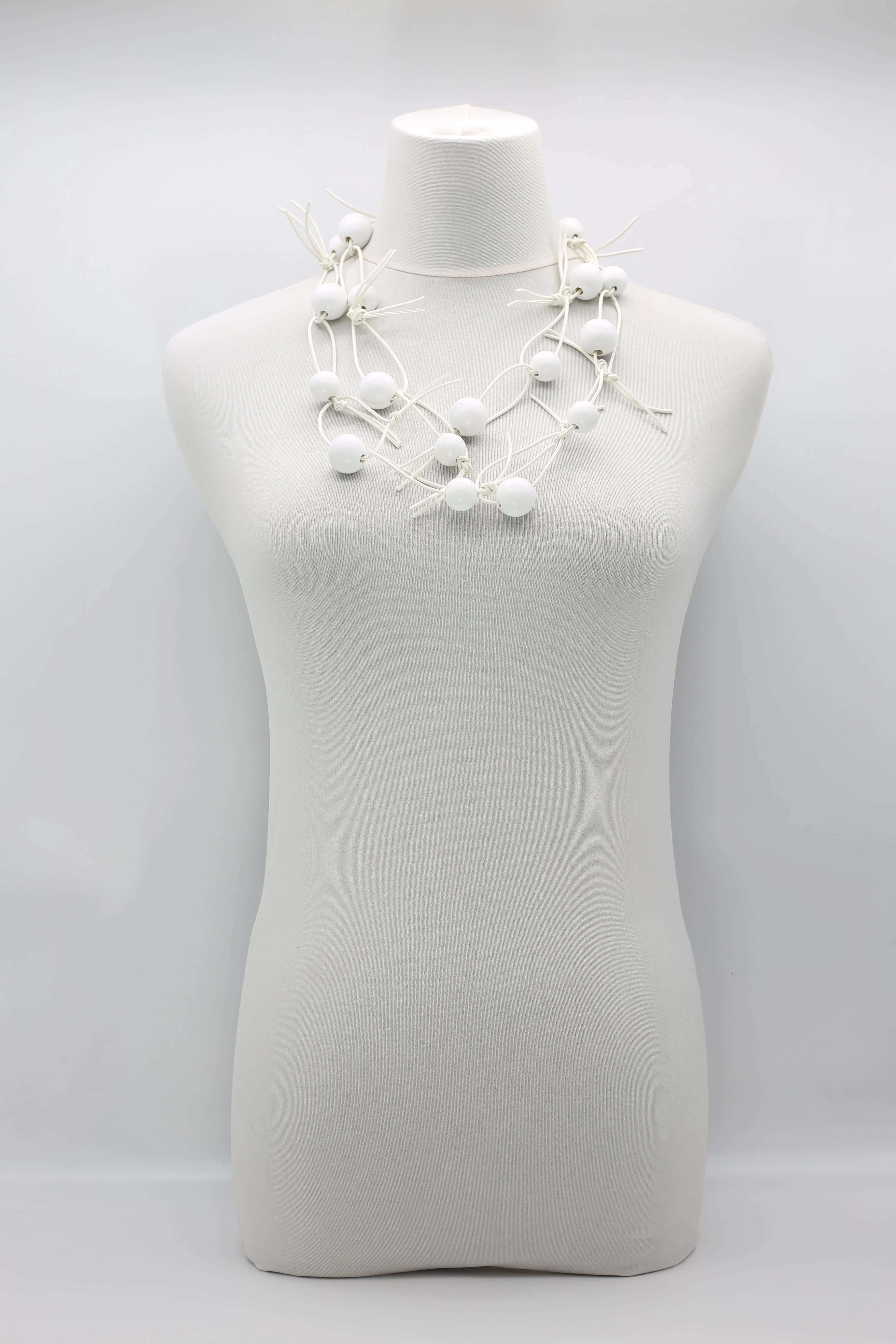Round Beads on Leatherette Chain Necklace
