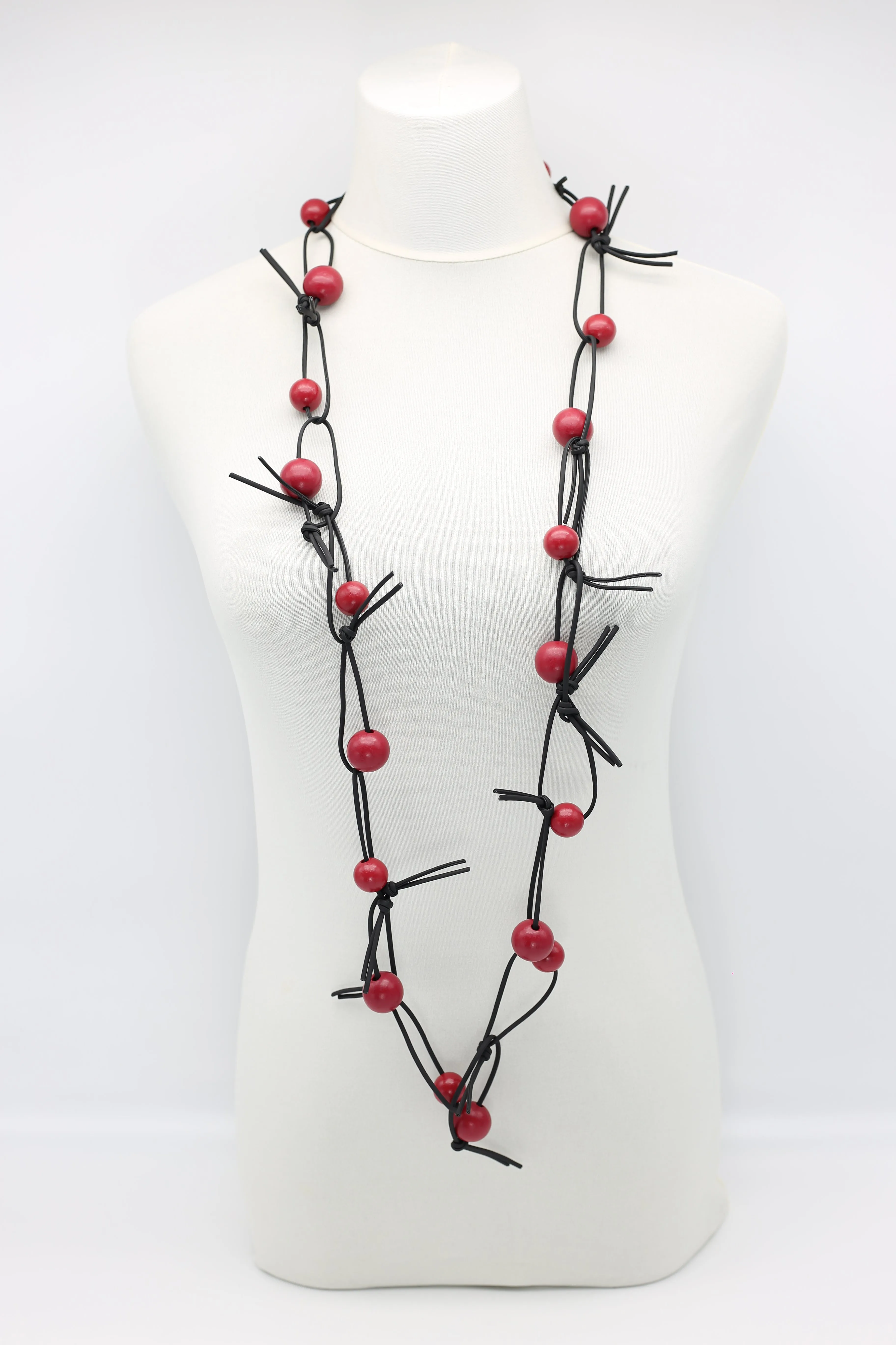 Round Beads on Leatherette Chain Necklace