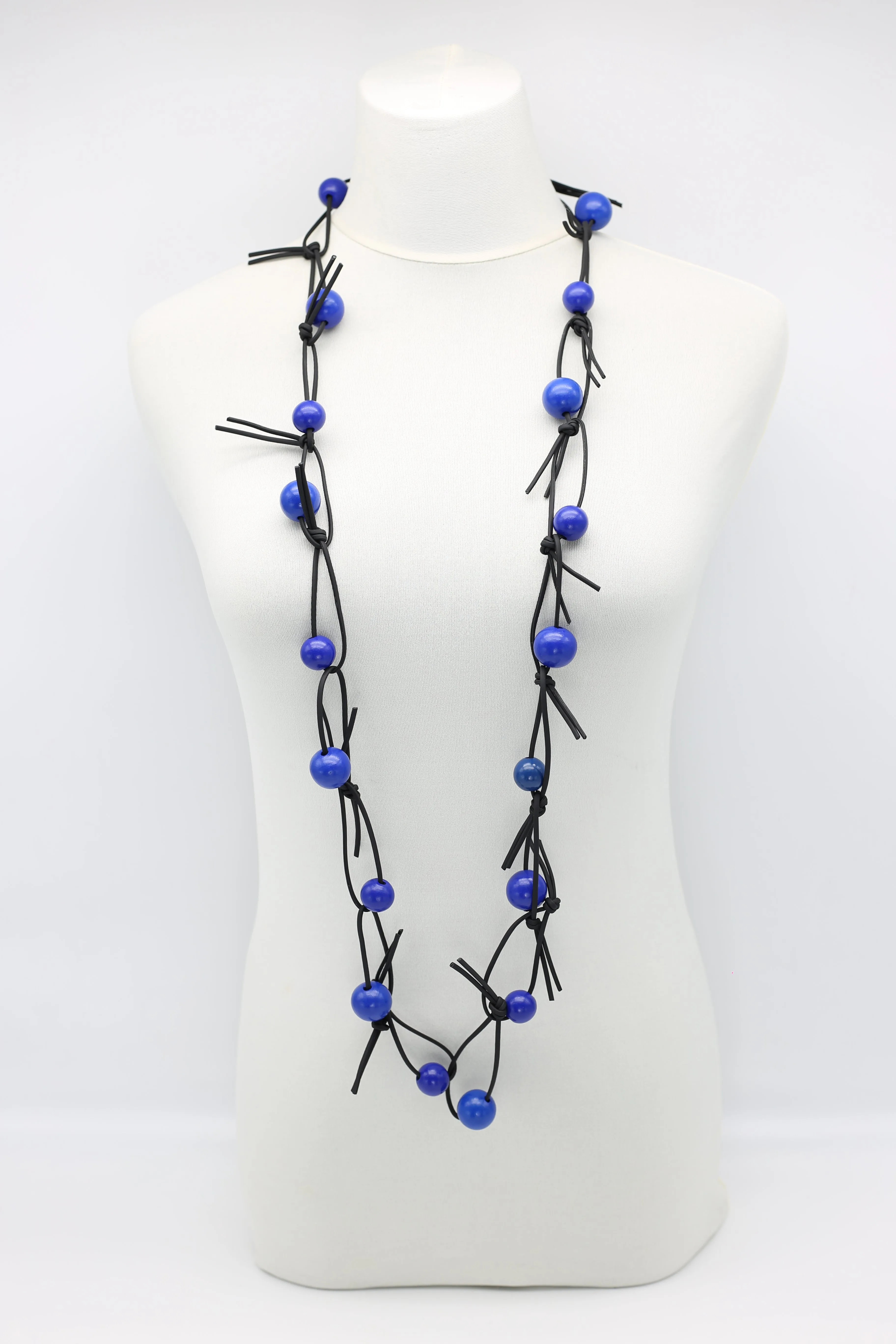 Round Beads on Leatherette Chain Necklace