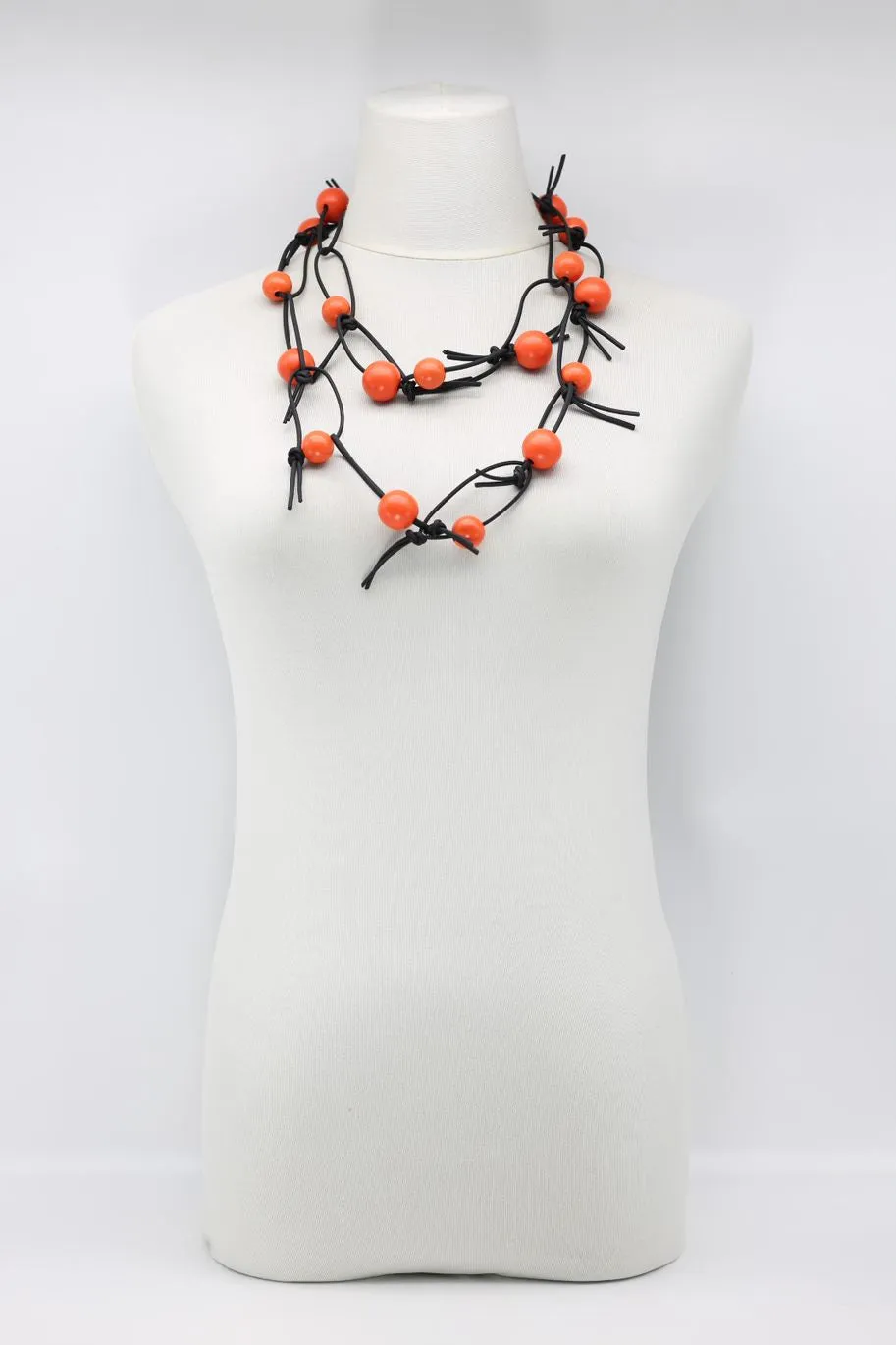 Round Beads on Leatherette Chain Necklace