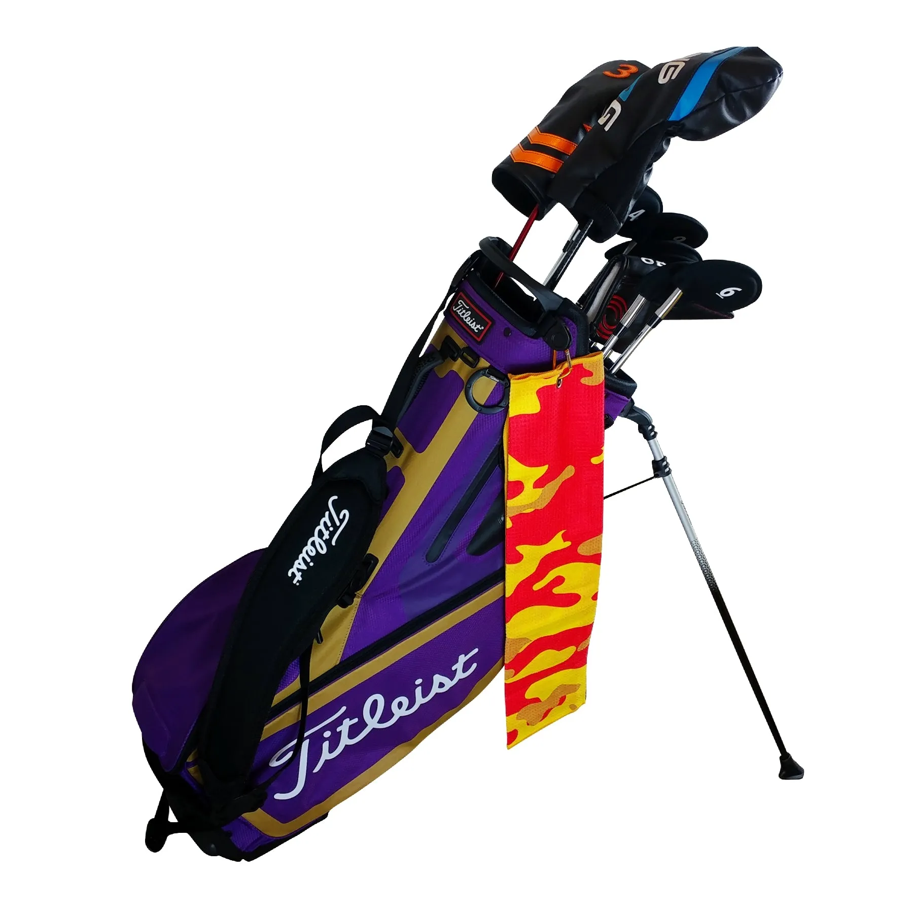 RPG Tri Fold Microfiber Golf Towel - Orange Camouflage