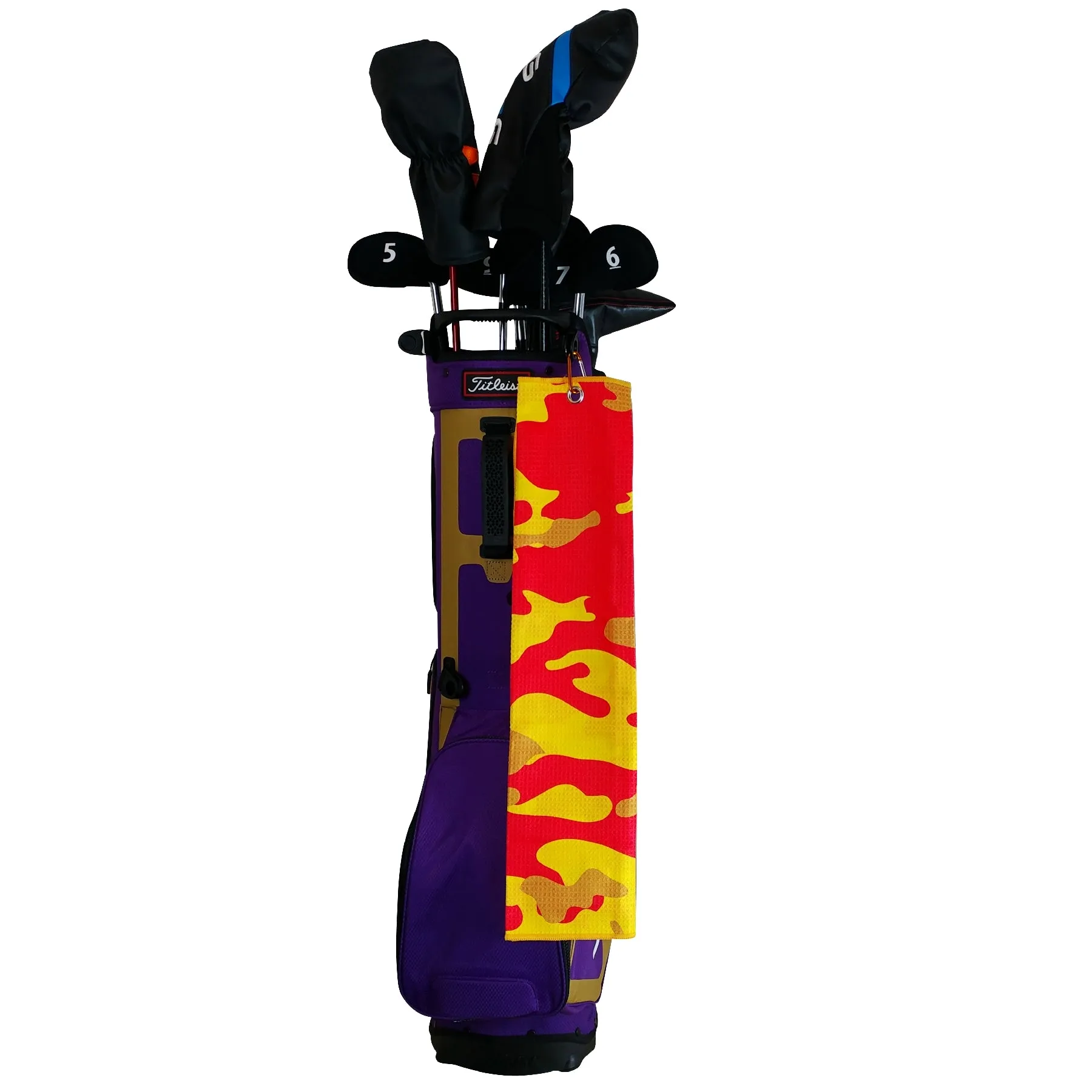 RPG Tri Fold Microfiber Golf Towel - Orange Camouflage