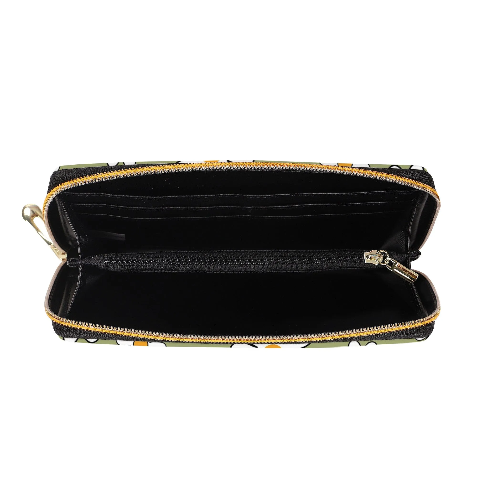 Sage Green Daisy Zip-Around Wallet