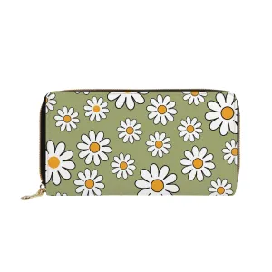 Sage Green Daisy Zip-Around Wallet