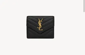 Saint Laurent CASSANDRE MATELASSÉ COMPACT TRI FOLD WALLET IN LAMBSKIN