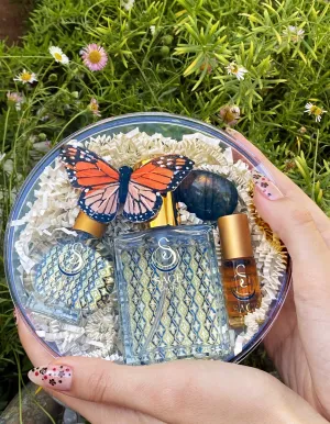 Secret Garden OBSESSION Gift Set ~ 1/8 oz Perfume Oil Concentrate Roll-On, 2 oz Organic Eau de Toilette, and 1/2 oz Organic Eau de Toilette Mini with Gemstone