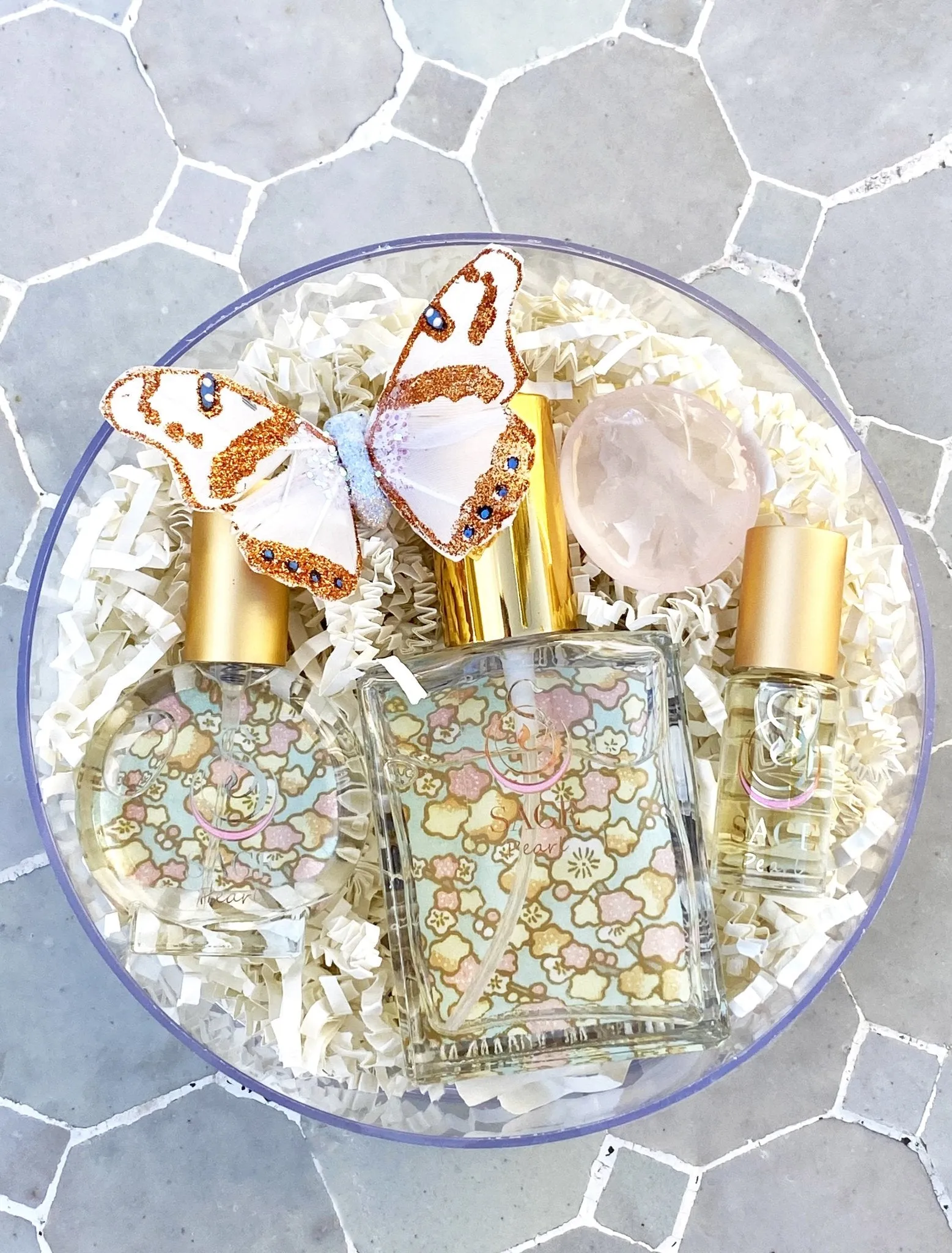 Secret Garden OBSESSION Gift Set ~ 1/8 oz Perfume Oil Concentrate Roll-On, 2 oz Organic Eau de Toilette, and 1/2 oz Organic Eau de Toilette Mini with Gemstone
