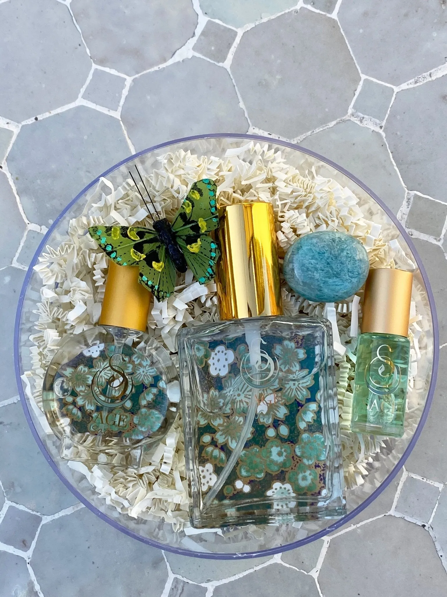 Secret Garden OBSESSION Gift Set ~ 1/8 oz Perfume Oil Concentrate Roll-On, 2 oz Organic Eau de Toilette, and 1/2 oz Organic Eau de Toilette Mini with Gemstone
