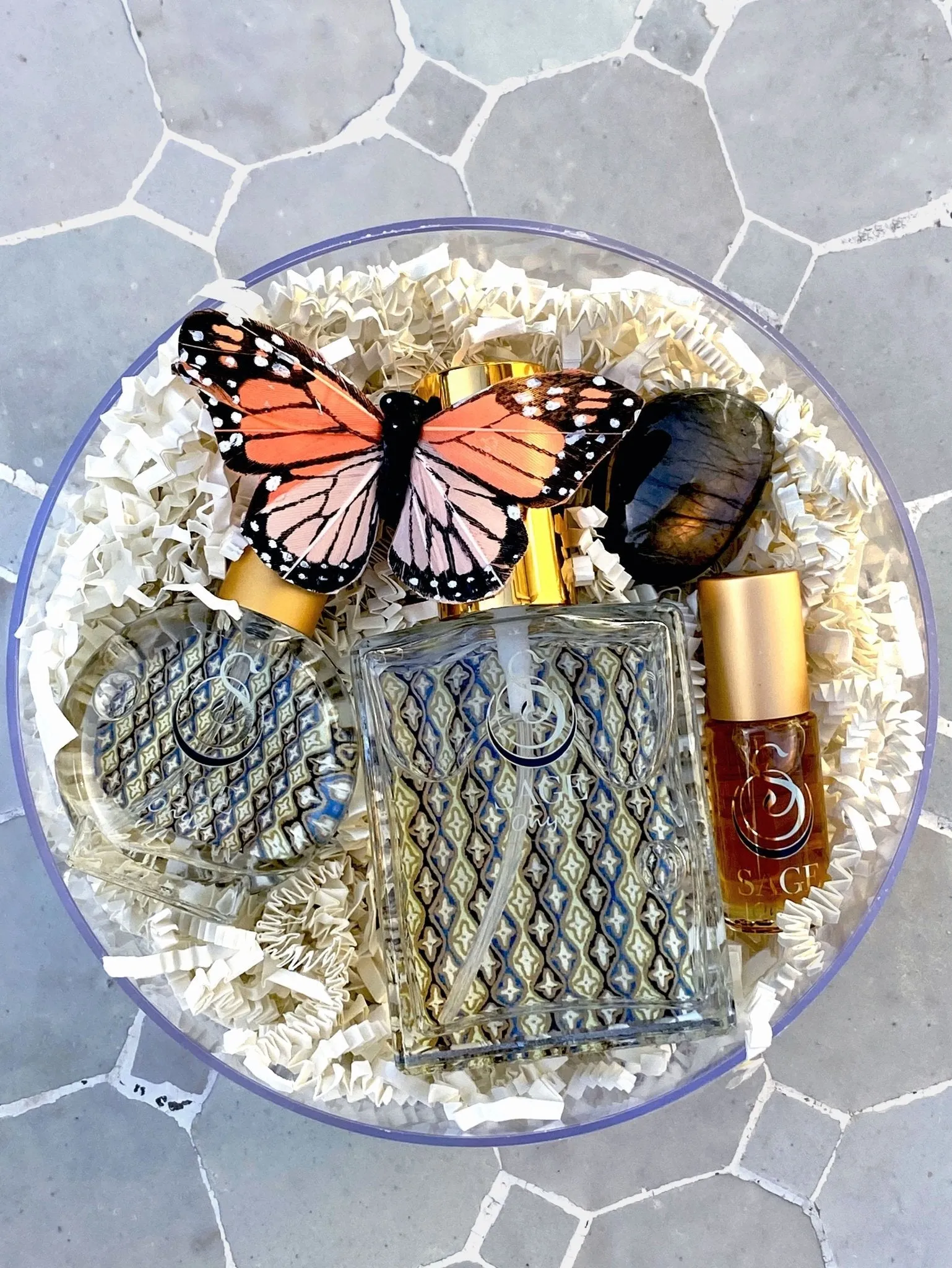 Secret Garden OBSESSION Gift Set ~ 1/8 oz Perfume Oil Concentrate Roll-On, 2 oz Organic Eau de Toilette, and 1/2 oz Organic Eau de Toilette Mini with Gemstone