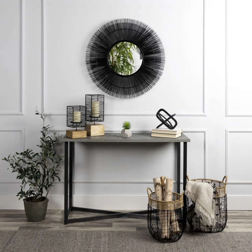 Set of Two Contemporary Wood and Metal Candle Holders