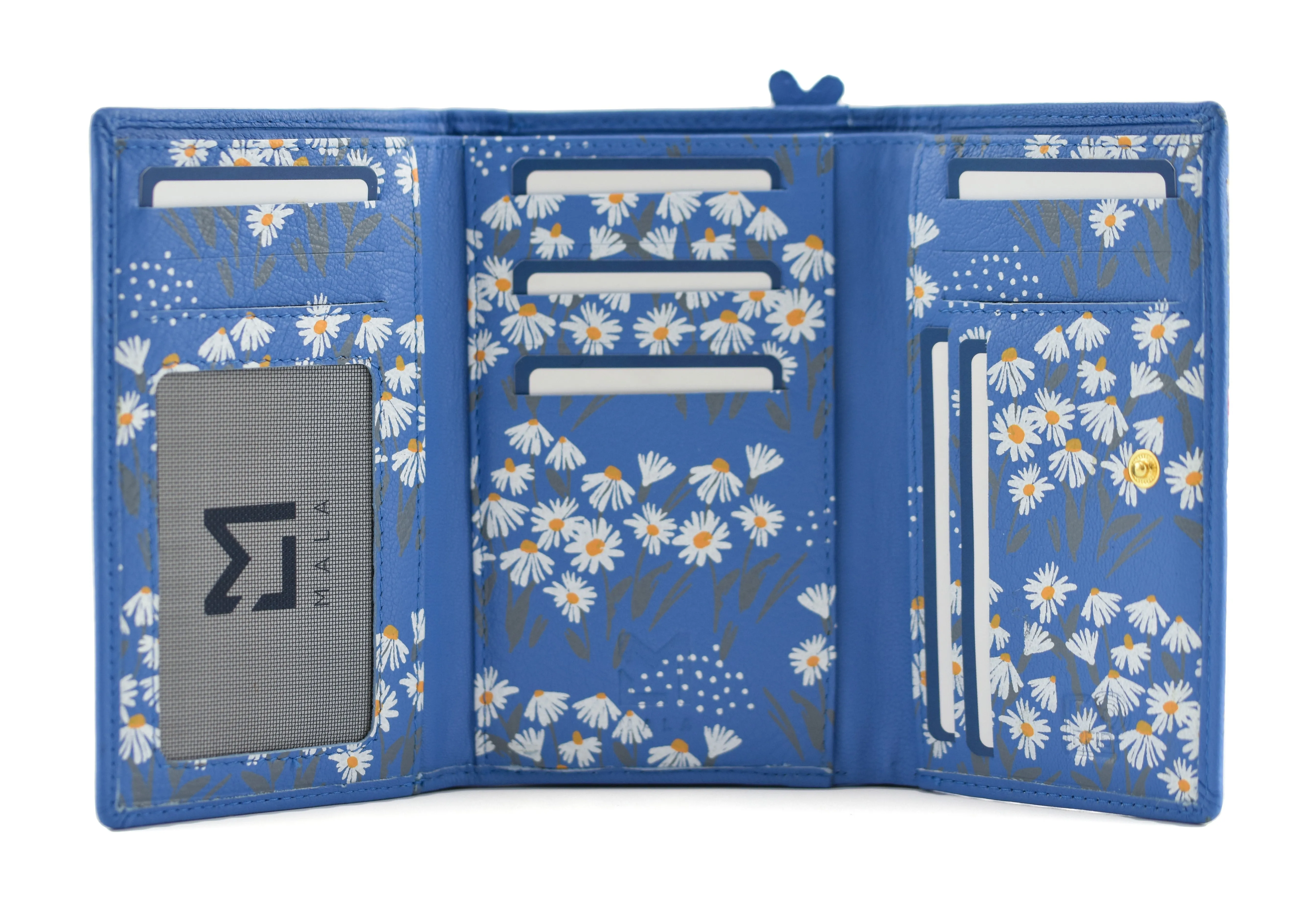 Shiloh Large Tri-Fold Purse Blue - Mala Leather