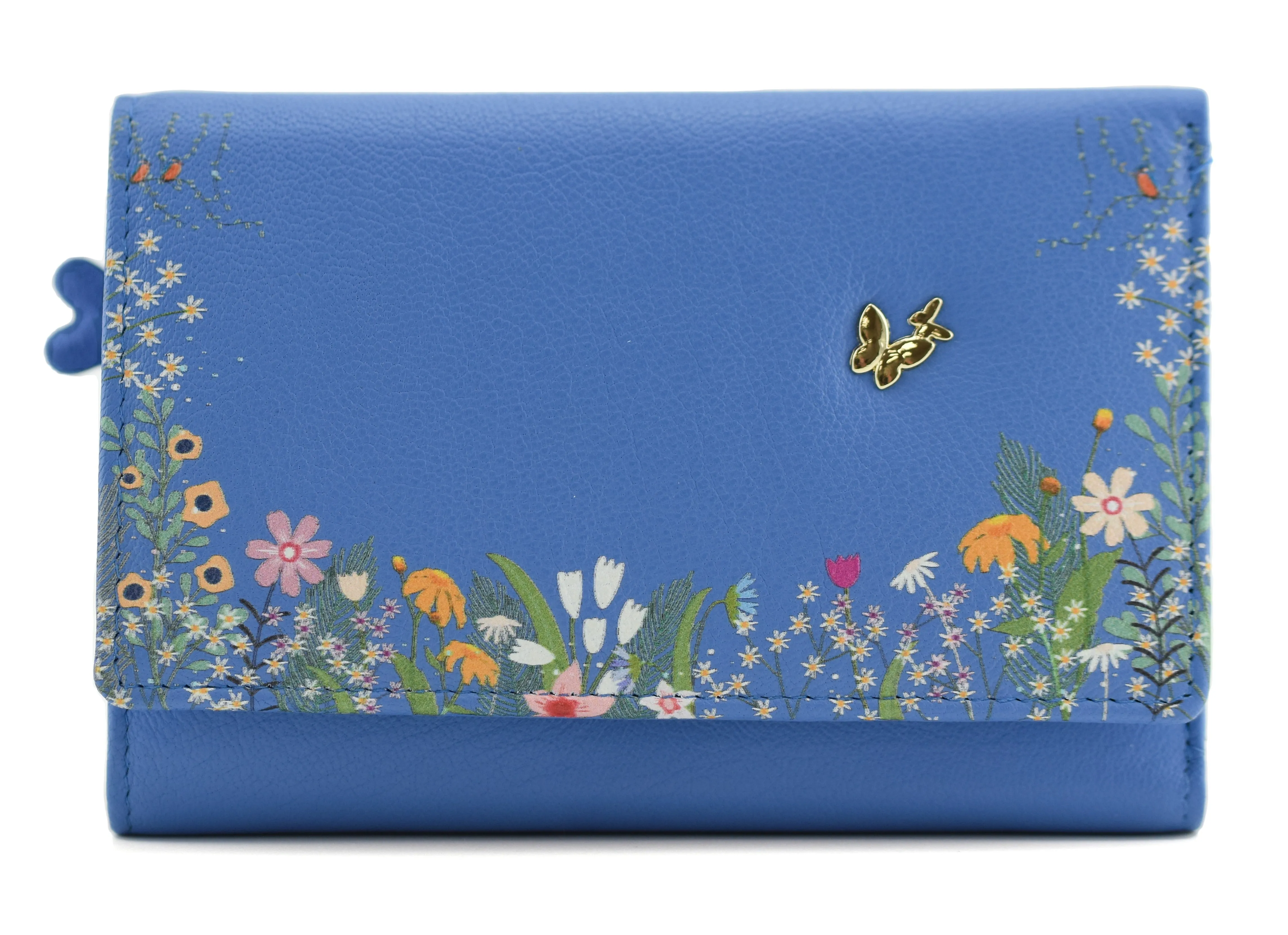Shiloh Large Tri-Fold Purse Blue - Mala Leather
